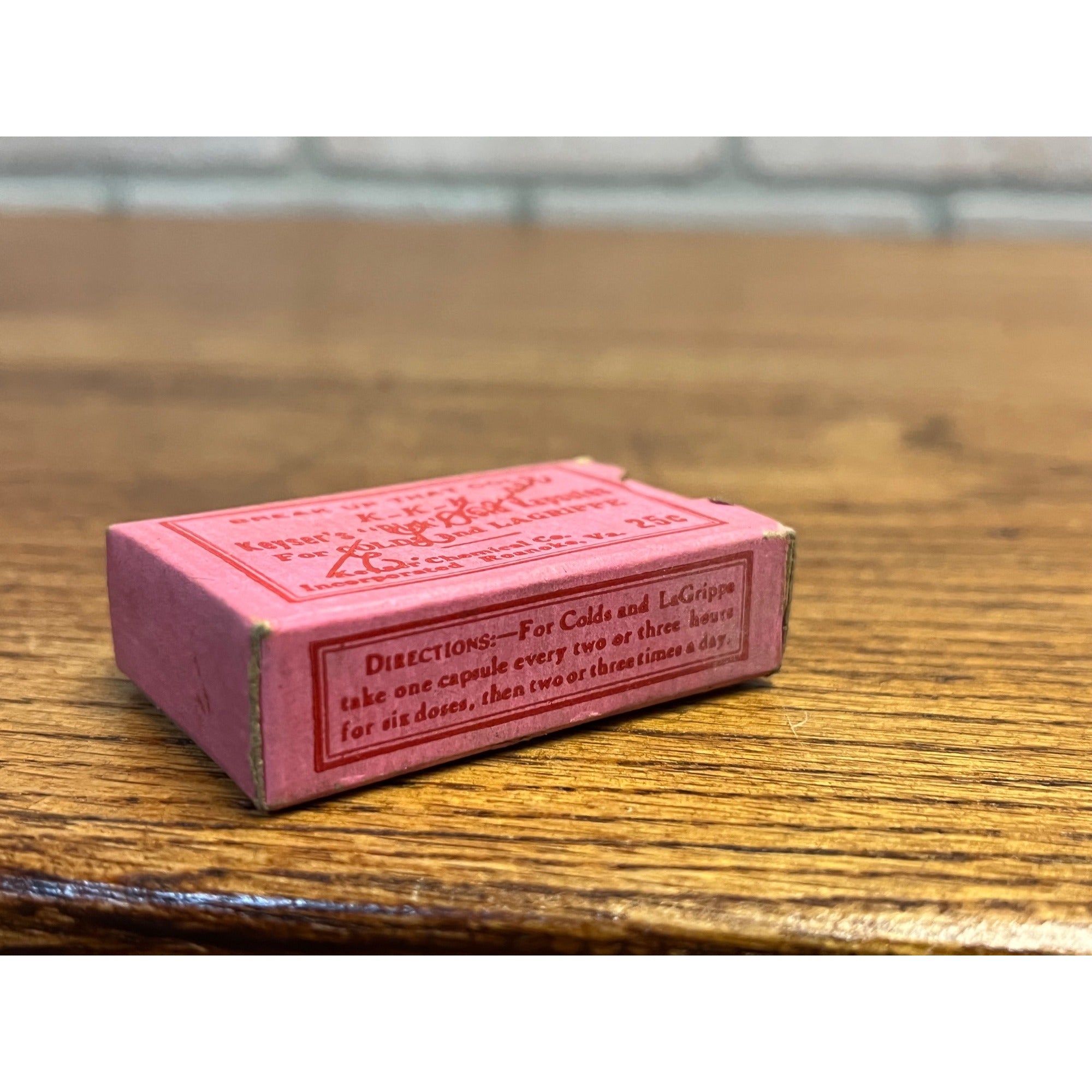 RARE Vintage 1900s Keyser's Kold Kapsules K-K-K Medicine Remedy Box NOS FULL