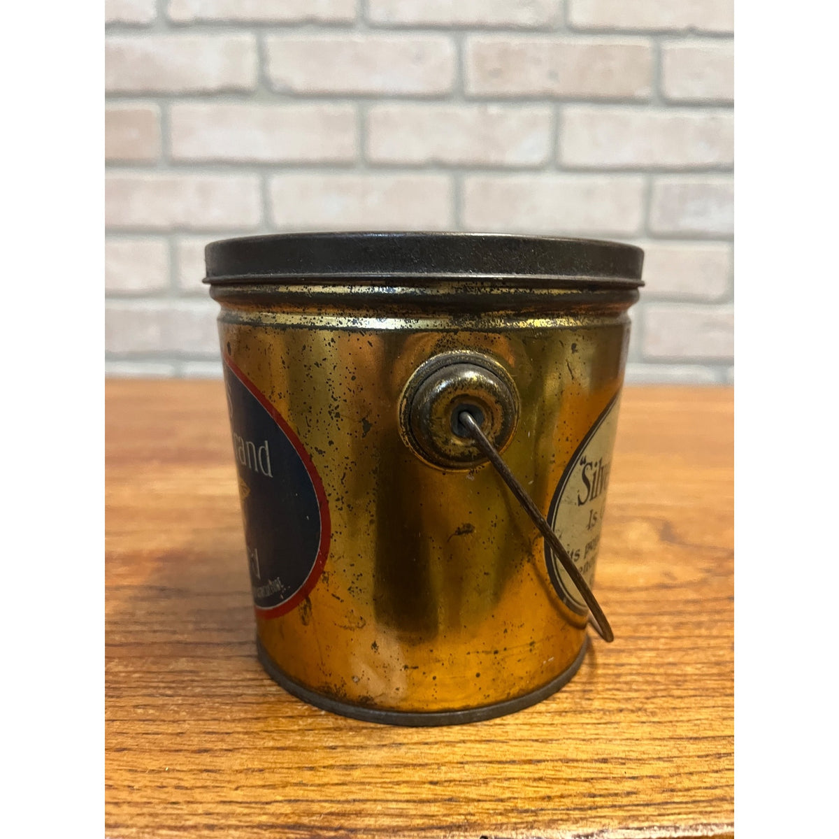 Vintage Swifts Silver Leaf Lard Tin Brand Pure Lard Pail Advertising Kitchen Decor