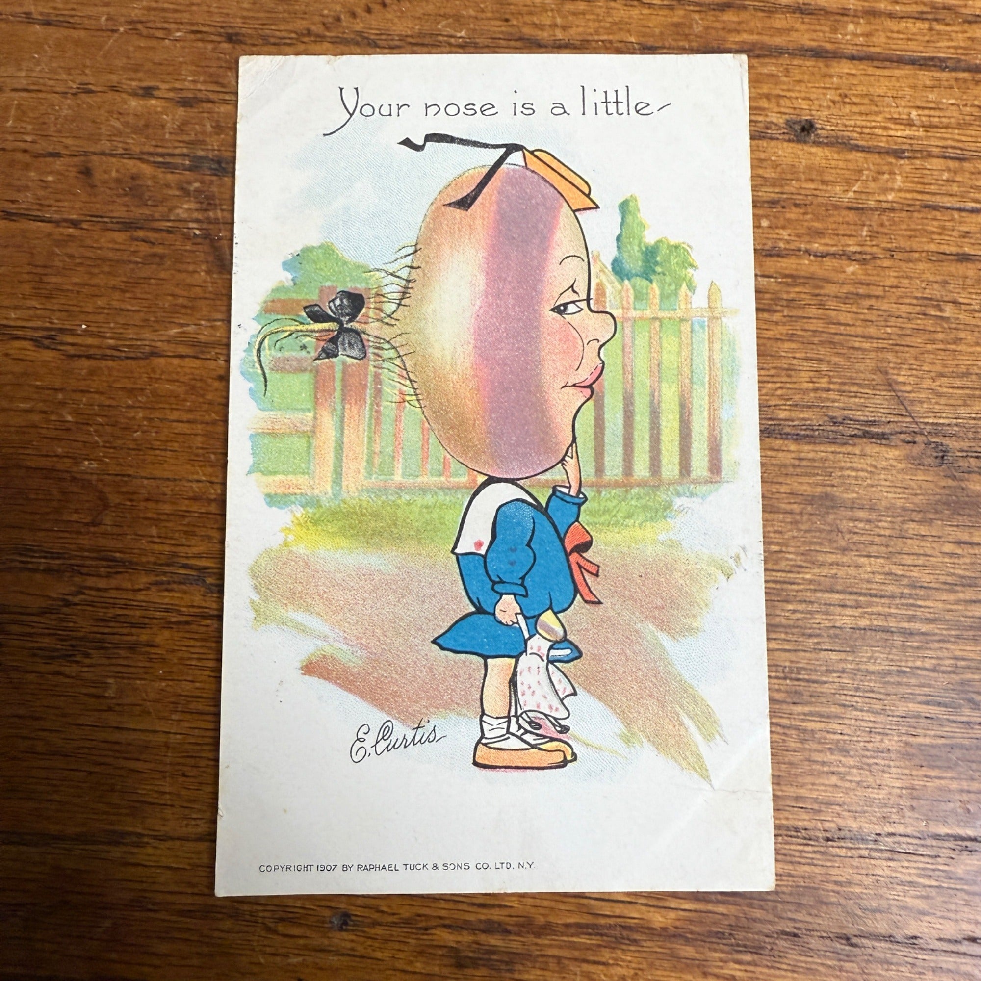 Vintage Tuck Garden Patch Postcard Turnip Head E CURTIS Anthropomorphic Halloween