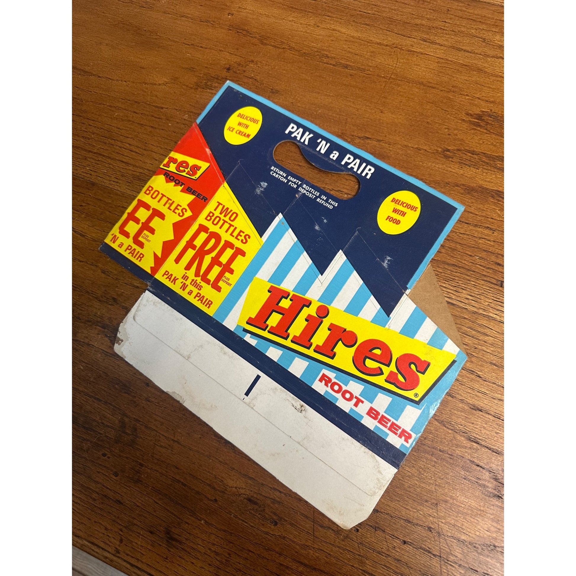 Hires Root Beer Cardboard Carrier Eight Pack Carton Bottle 16oz Vintage 2 Free