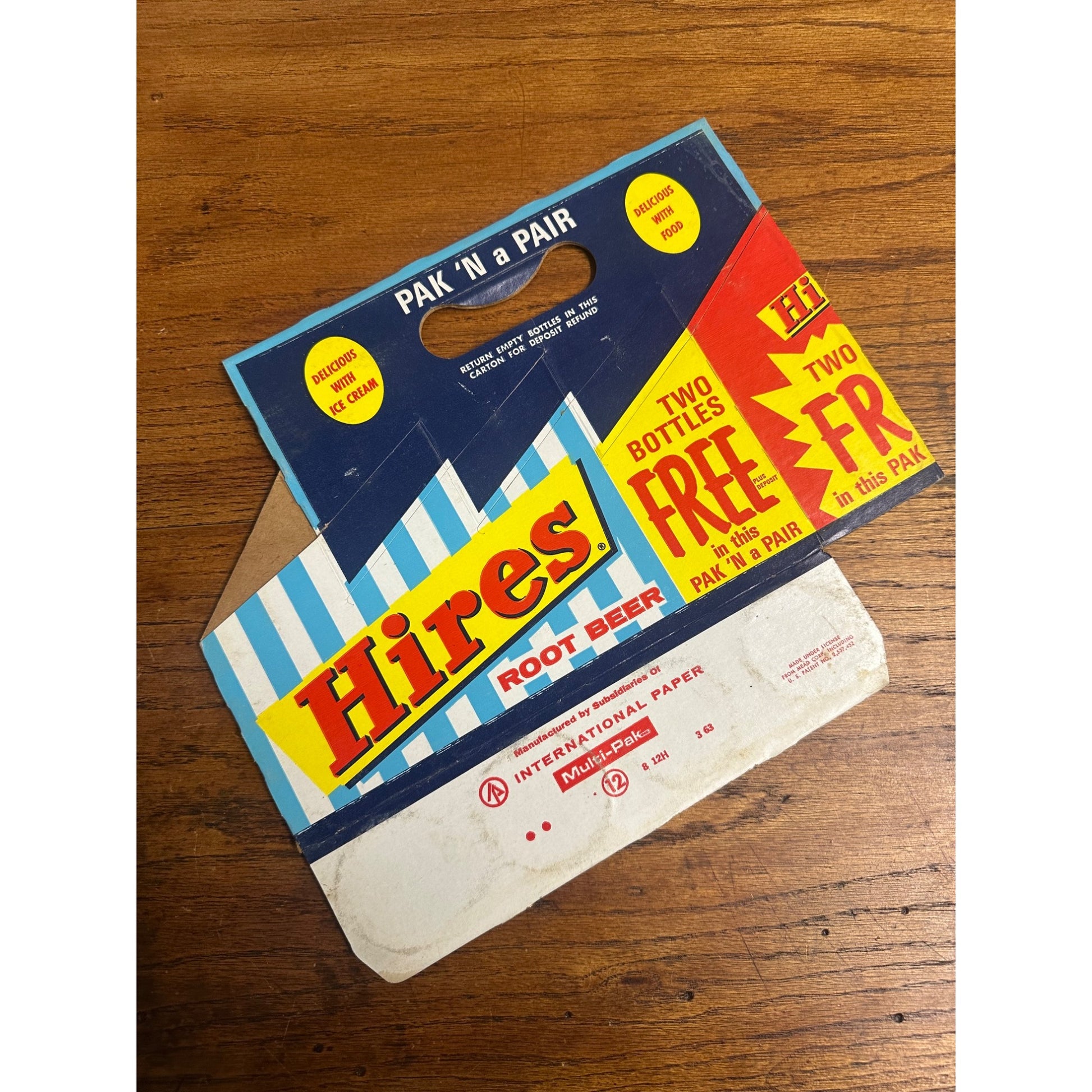 Hires Root Beer Cardboard Carrier Eight Pack Carton Bottle 16oz Vintage 2 Free