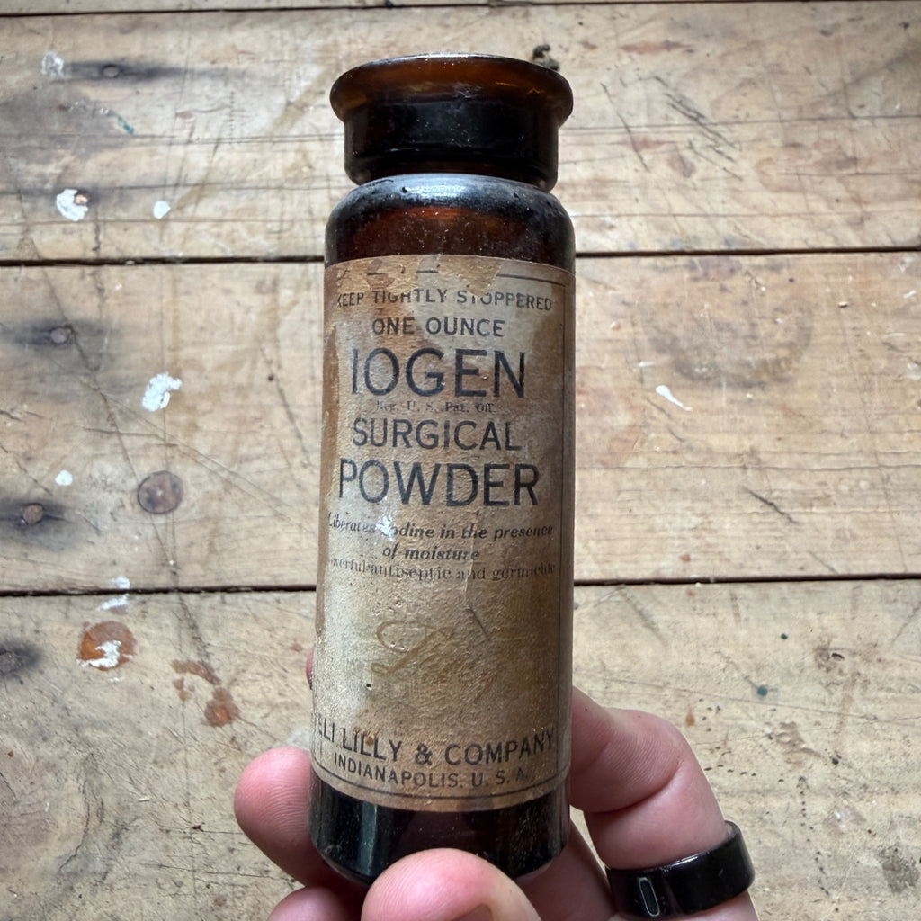 Vintage Iogen Surgical Powder Drug Store Pharmacy Bottle Eli Lilly Indianapolis