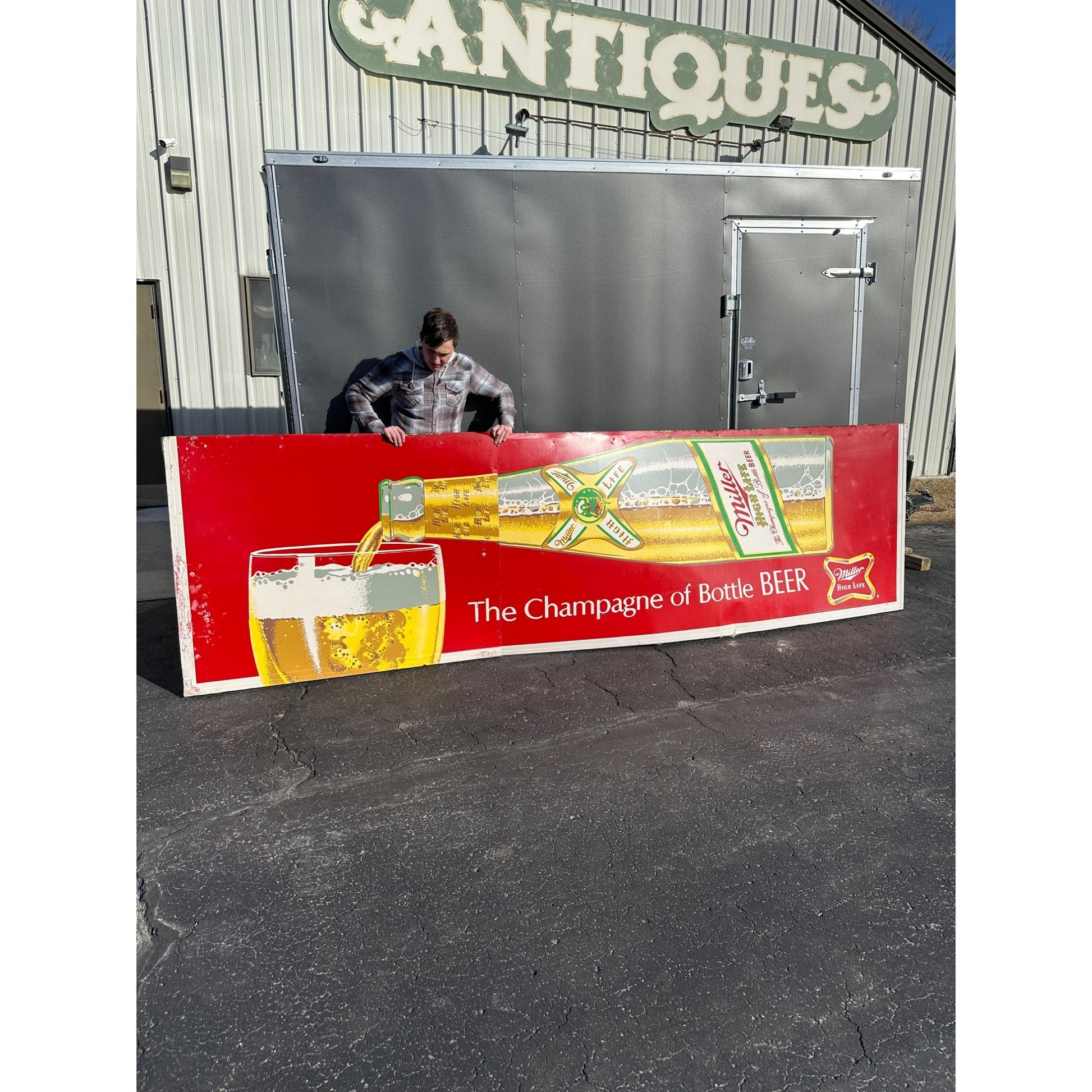 Vintage HUGE Miller High Life Beer 14ft Advertising Sign