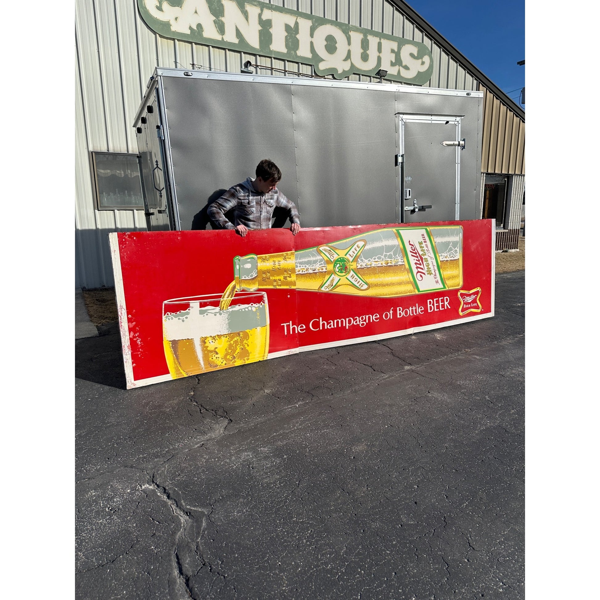 Vintage HUGE Miller High Life Beer 14ft Advertising Sign