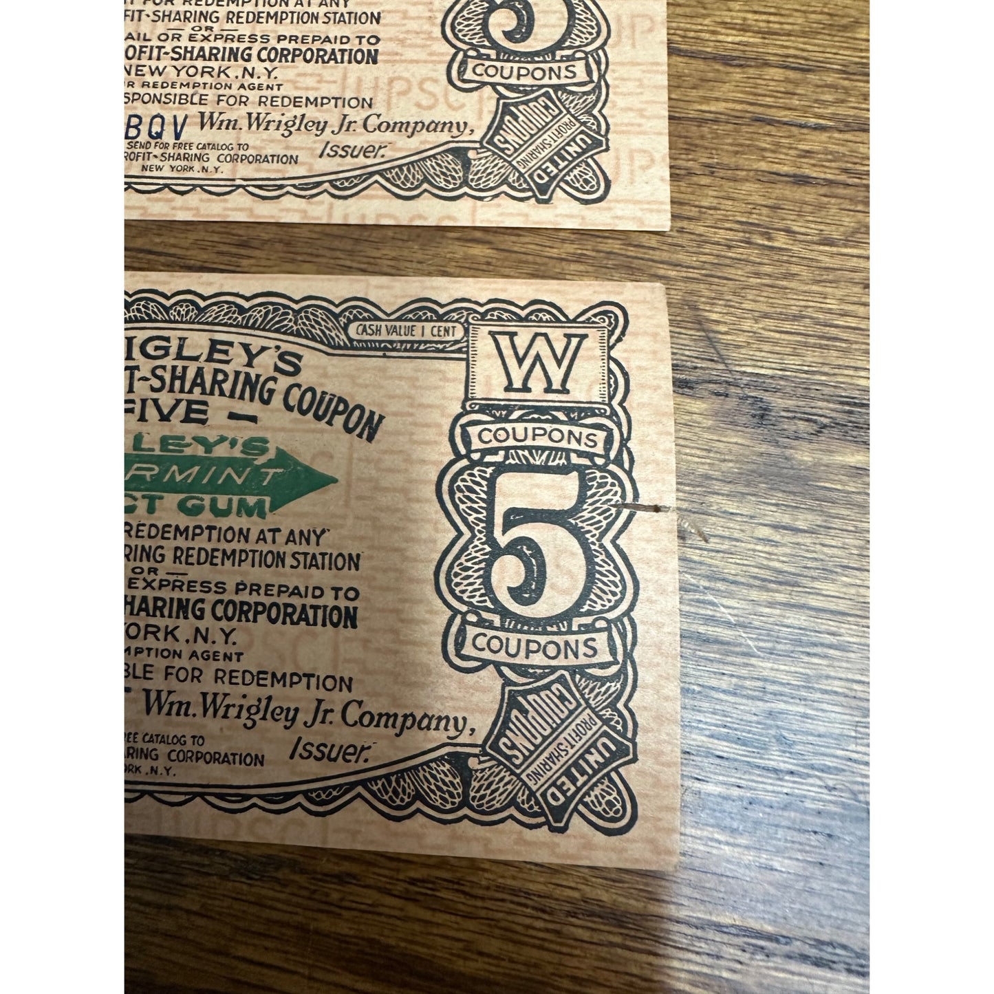 Vintage 1930s Wrigley's Spearmint Gum Profit Sharing Coupons Lot (3)