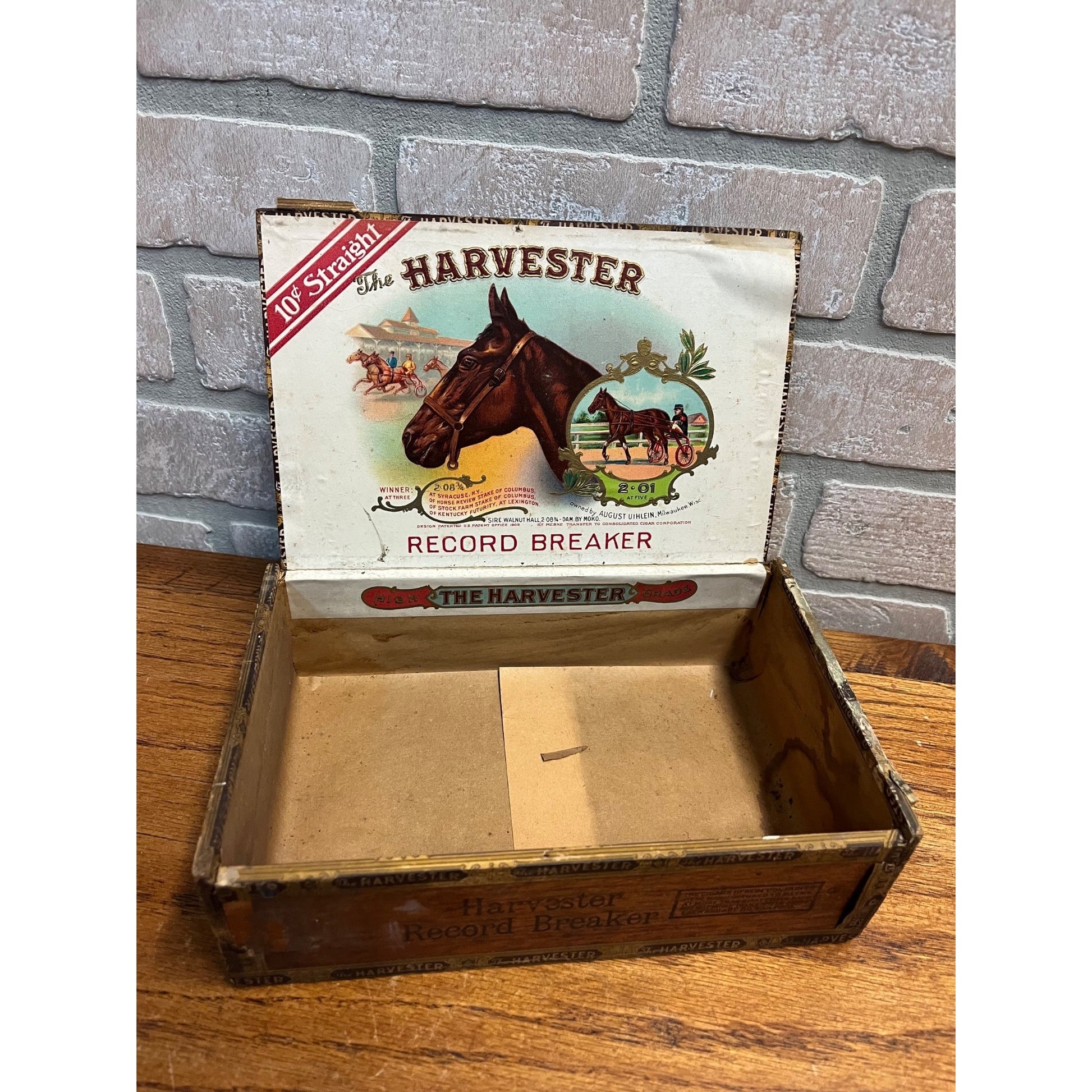 Vintage The Harvester Cigars Advertising Box Empty Milwaukee Wisconsin Uihlein
