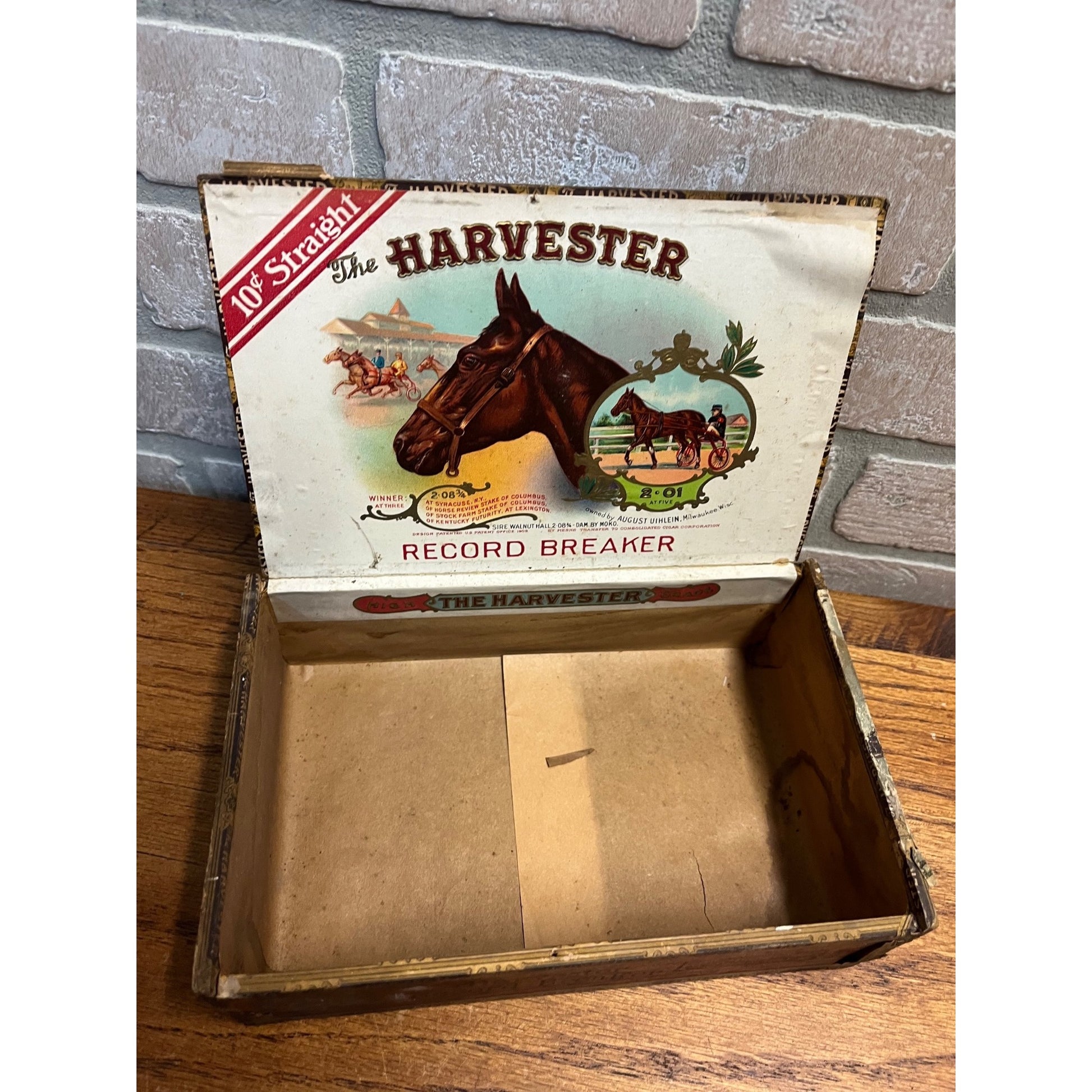 Vintage The Harvester Cigars Advertising Box Empty Milwaukee Wisconsin Uihlein