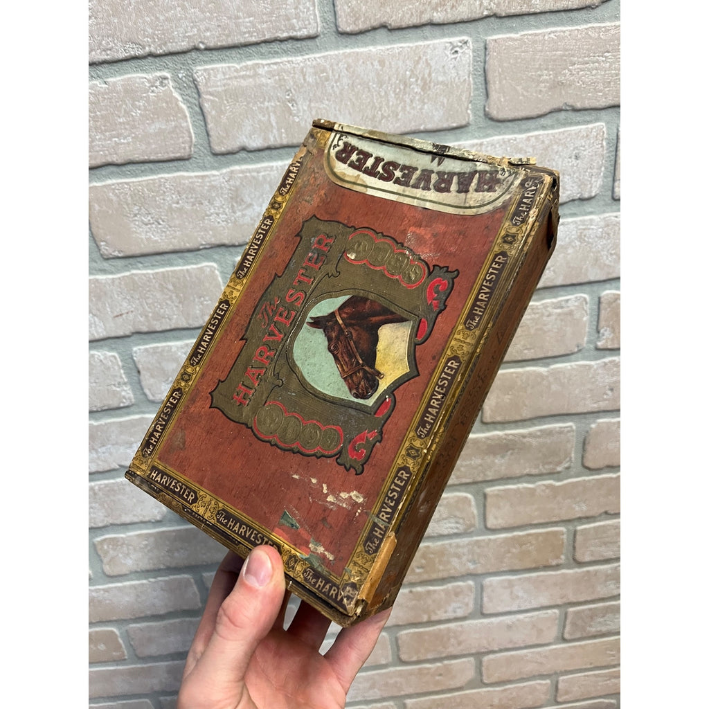 Vintage The Harvester Cigars Advertising Box Empty Milwaukee Wisconsin Uihlein