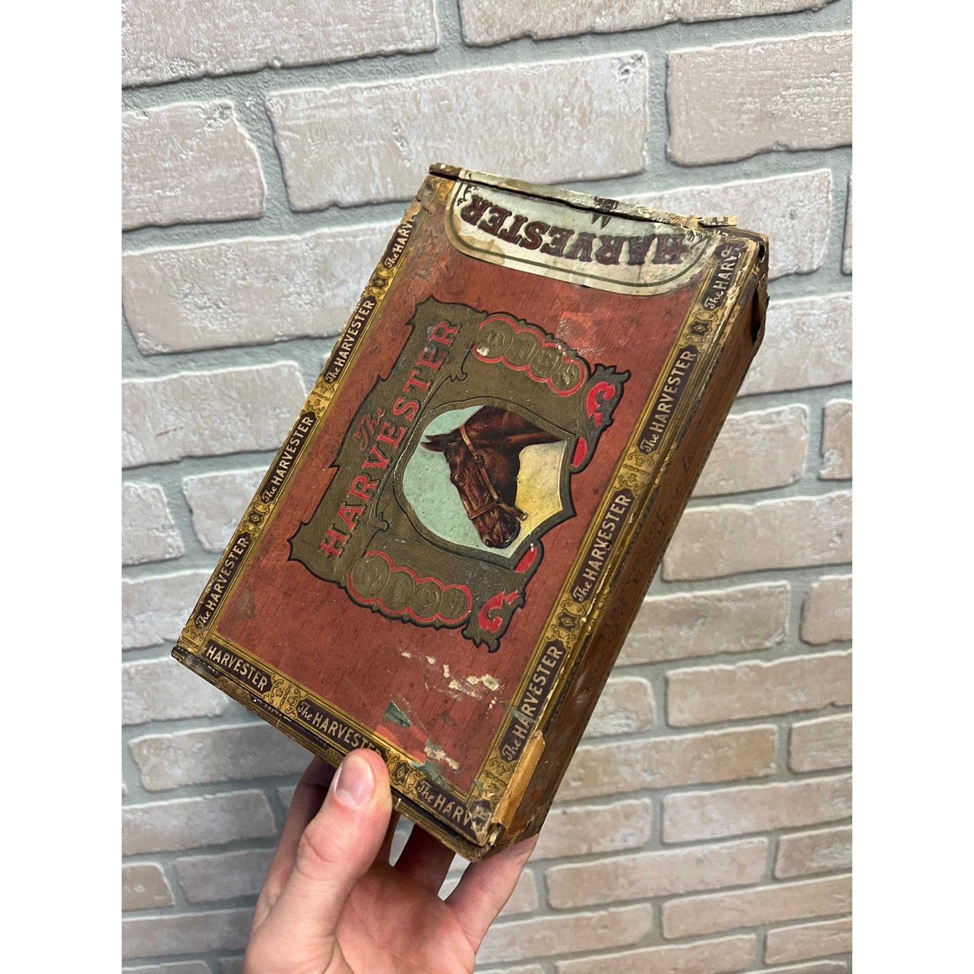 Vintage The Harvester Cigars Advertising Box Empty Milwaukee Wisconsin Uihlein