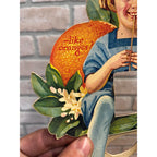 RARE Vintage c1927 Orange Crush Soda Pop Advertising Sipper Girl Bottle Topper