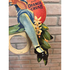 RARE Vintage c1927 Orange Crush Soda Pop Advertising Sipper Girl Bottle Topper