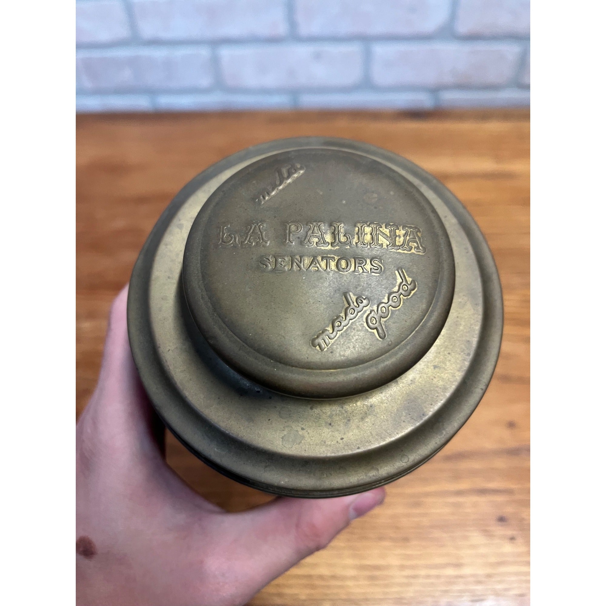 Vintage La Palina Senators Brass Cigar Humidor - Original Cedar Liner