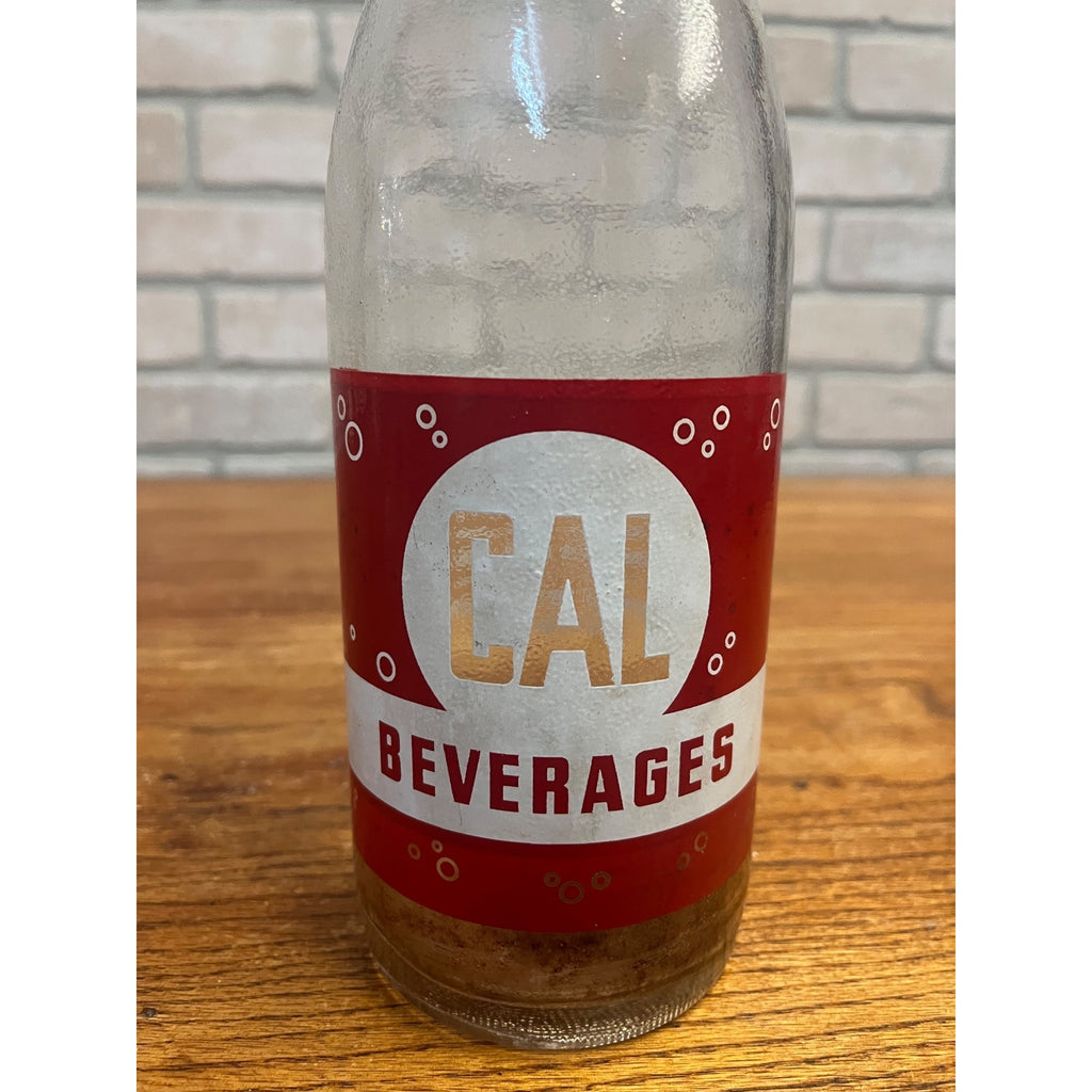 Vintage 32 Fluid Ounces Cal Beverages Glass Soda Bottle Binder Beverages Oshkosh, WI
