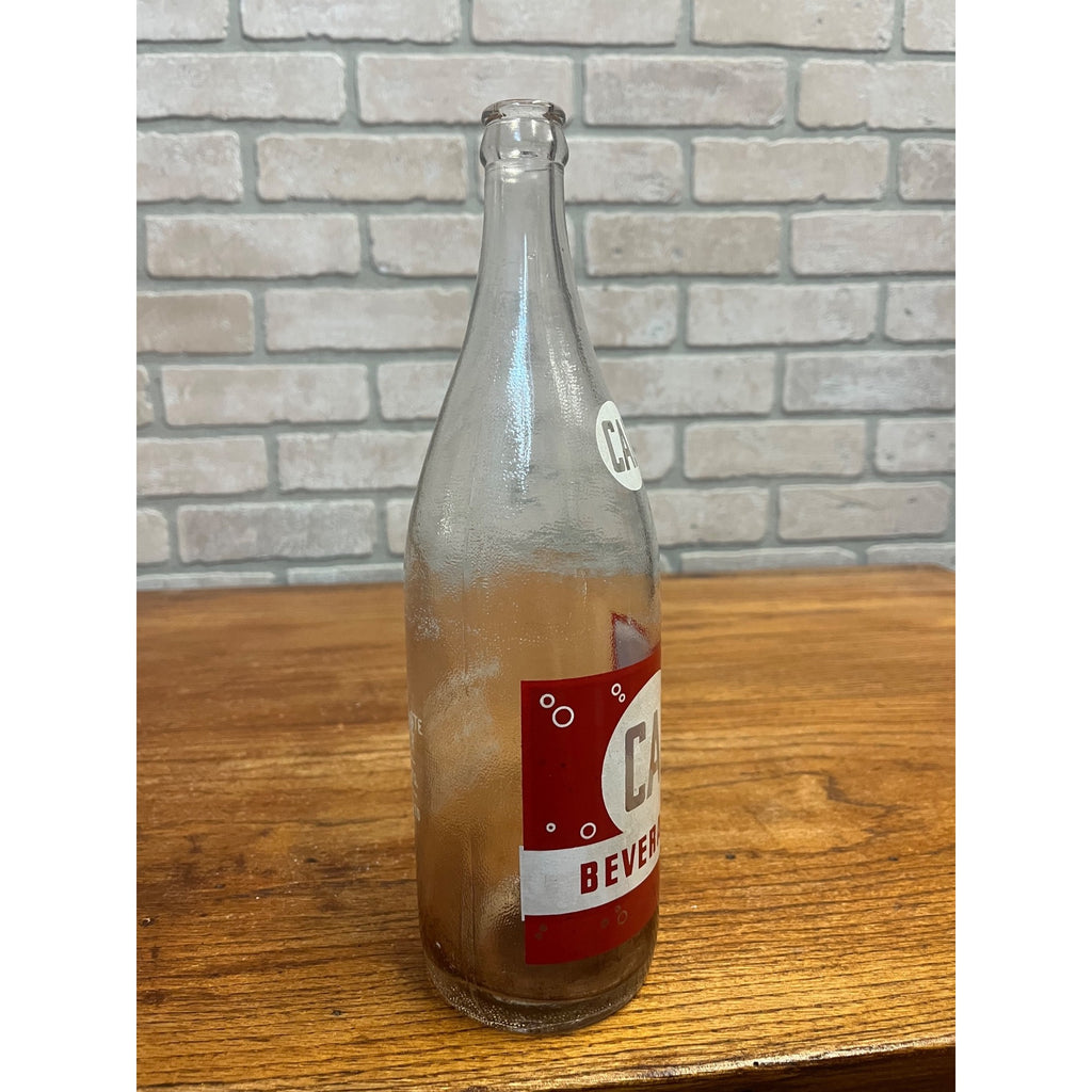 Vintage 32 Fluid Ounces Cal Beverages Glass Soda Bottle Binder Beverages Oshkosh, WI