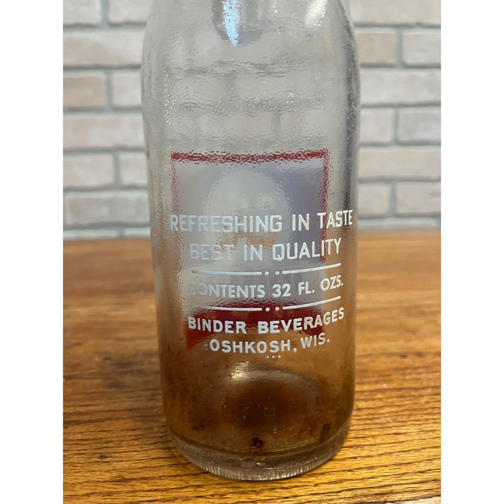 Vintage 32 Fluid Ounces Cal Beverages Glass Soda Bottle Binder Beverages Oshkosh, WI