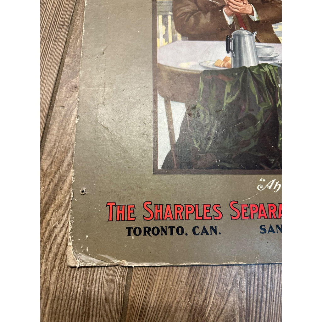 Vintage Early 1900s Sharples Tubular Cream Separator Advertising Sign - CUT - As-Is