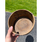 Antique Primitive 19th c. Bent Oak Wooden Grain Measure AAFA Metal Band Repairs