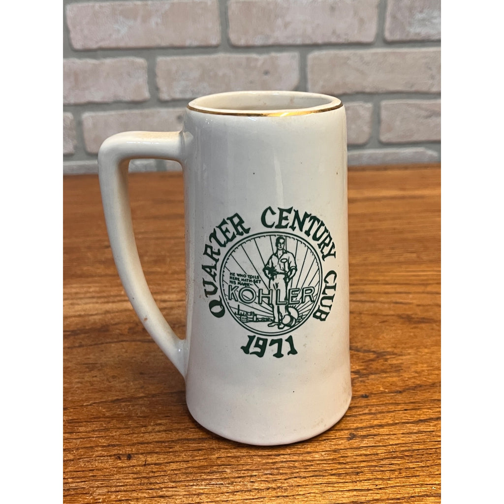 Vintage Kohler Quarter Century Club Beer Mug Stein 1971 Wisconsin Wis Wi