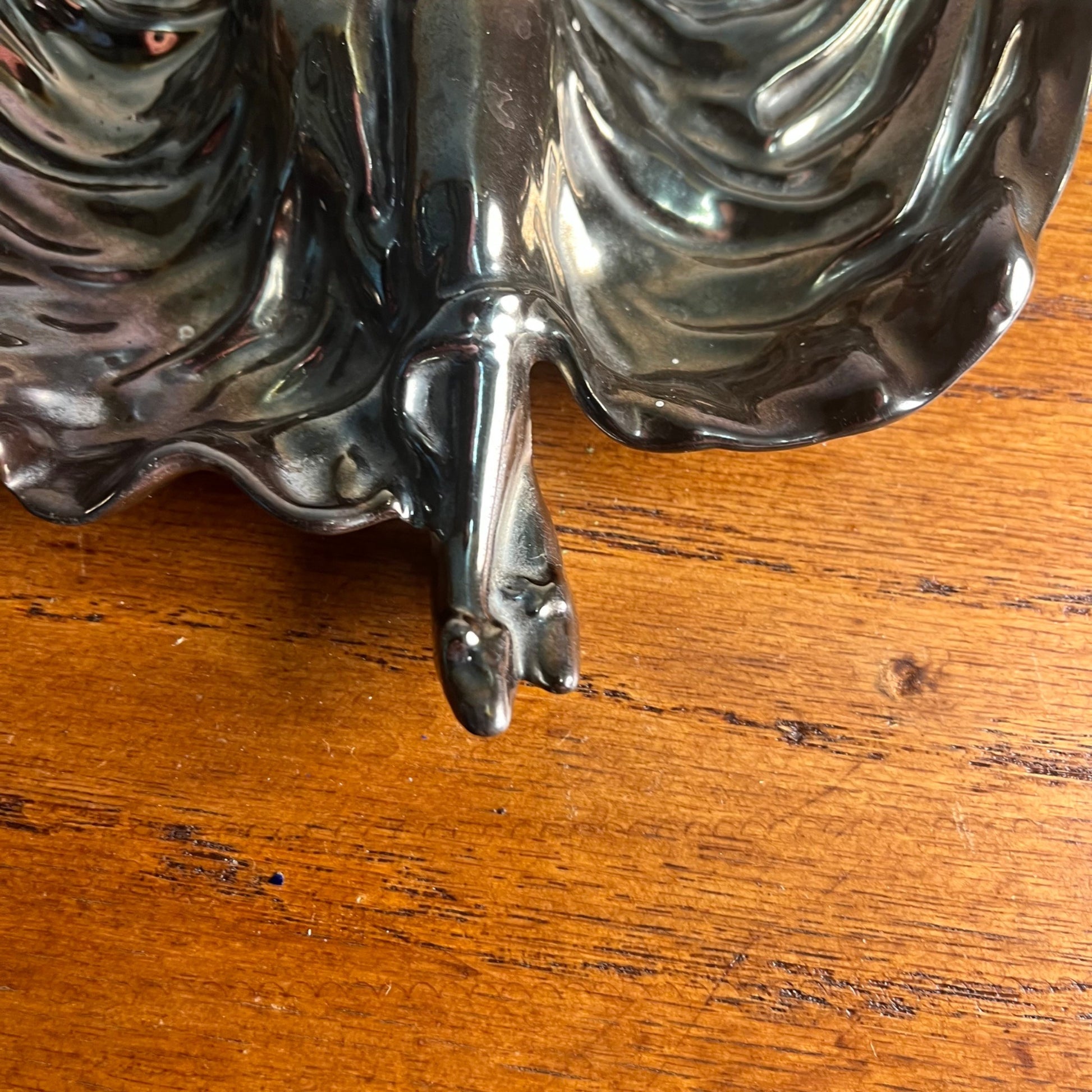 Vintage Ashtray American Pemco Art Nouveau Fired Iridescent Enamel on Iron