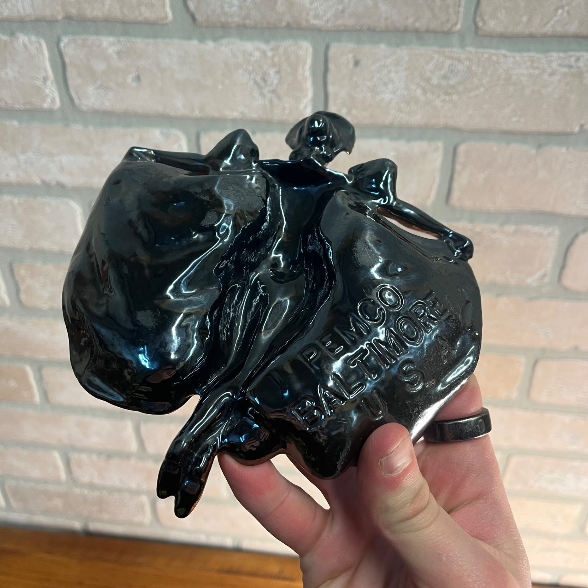 Vintage Ashtray American Pemco Art Nouveau Fired Iridescent Enamel on Iron