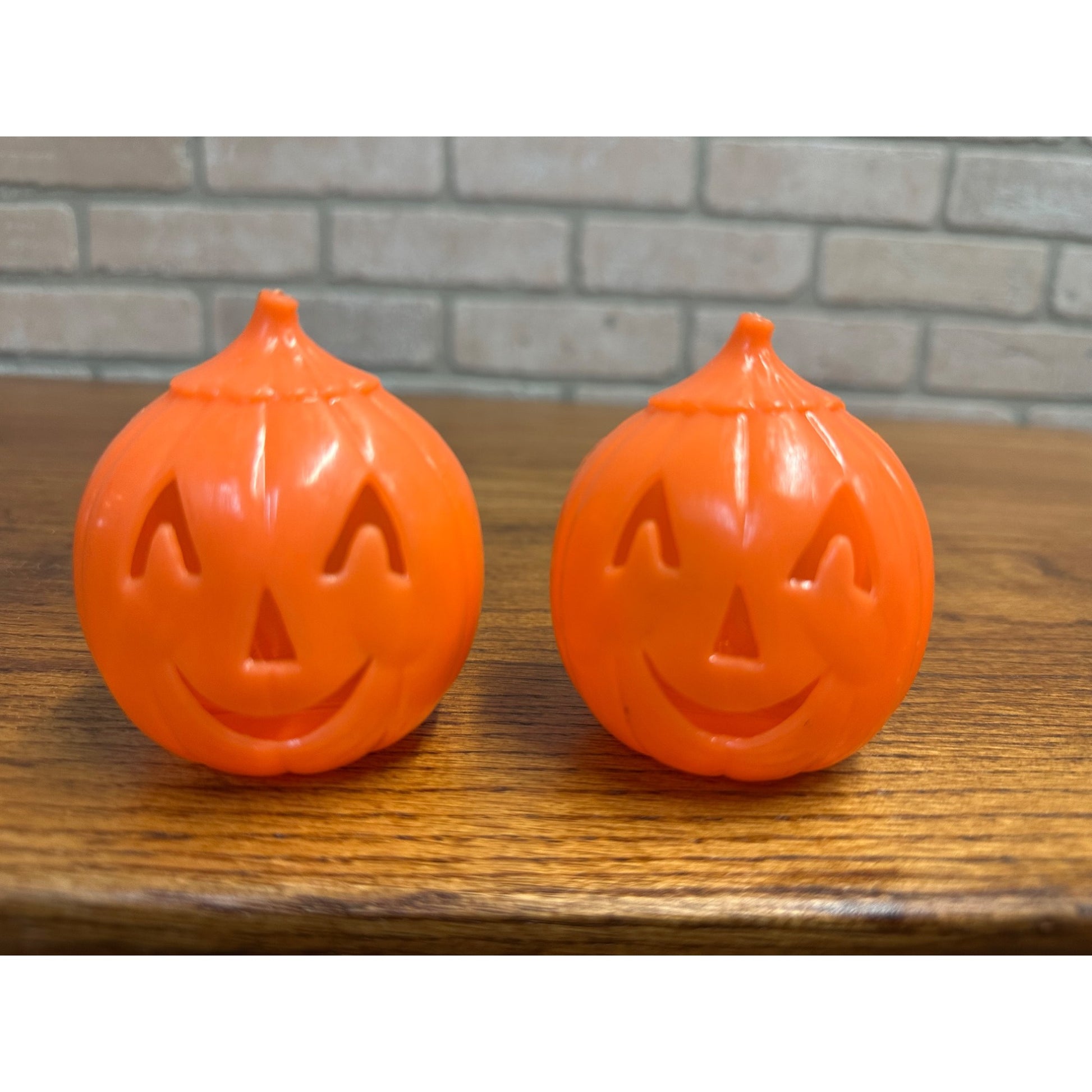 Vintage Halloween Jack O Lantern JOL 2-Piece Candy Containers Plastic 3" Tall