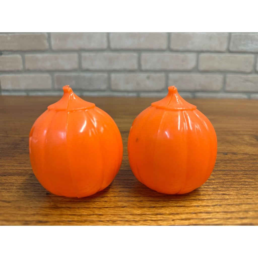 Vintage Halloween Jack O Lantern JOL 2-Piece Candy Containers Plastic 3" Tall