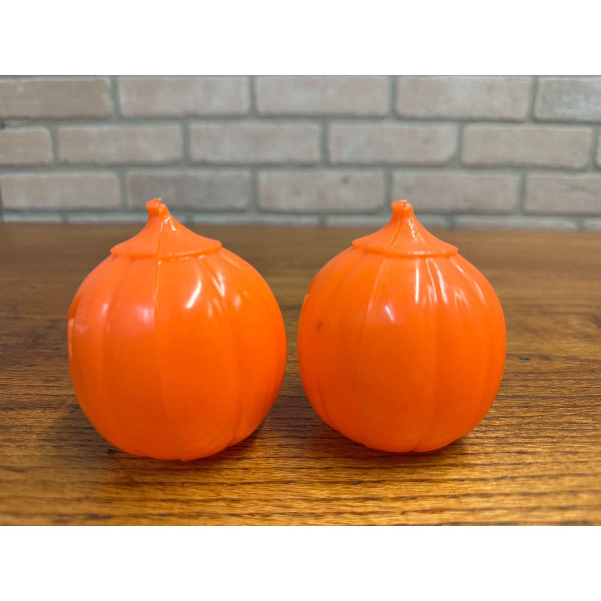 Vintage Halloween Jack O Lantern JOL 2-Piece Candy Containers Plastic 3" Tall