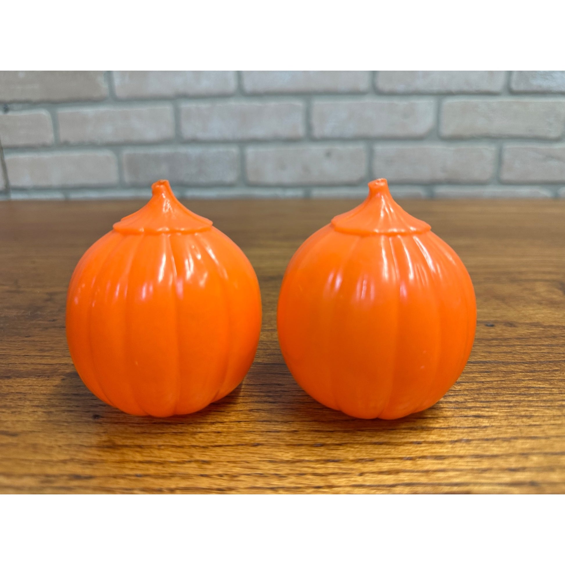 Vintage Halloween Jack O Lantern JOL 2-Piece Candy Containers Plastic 3" Tall