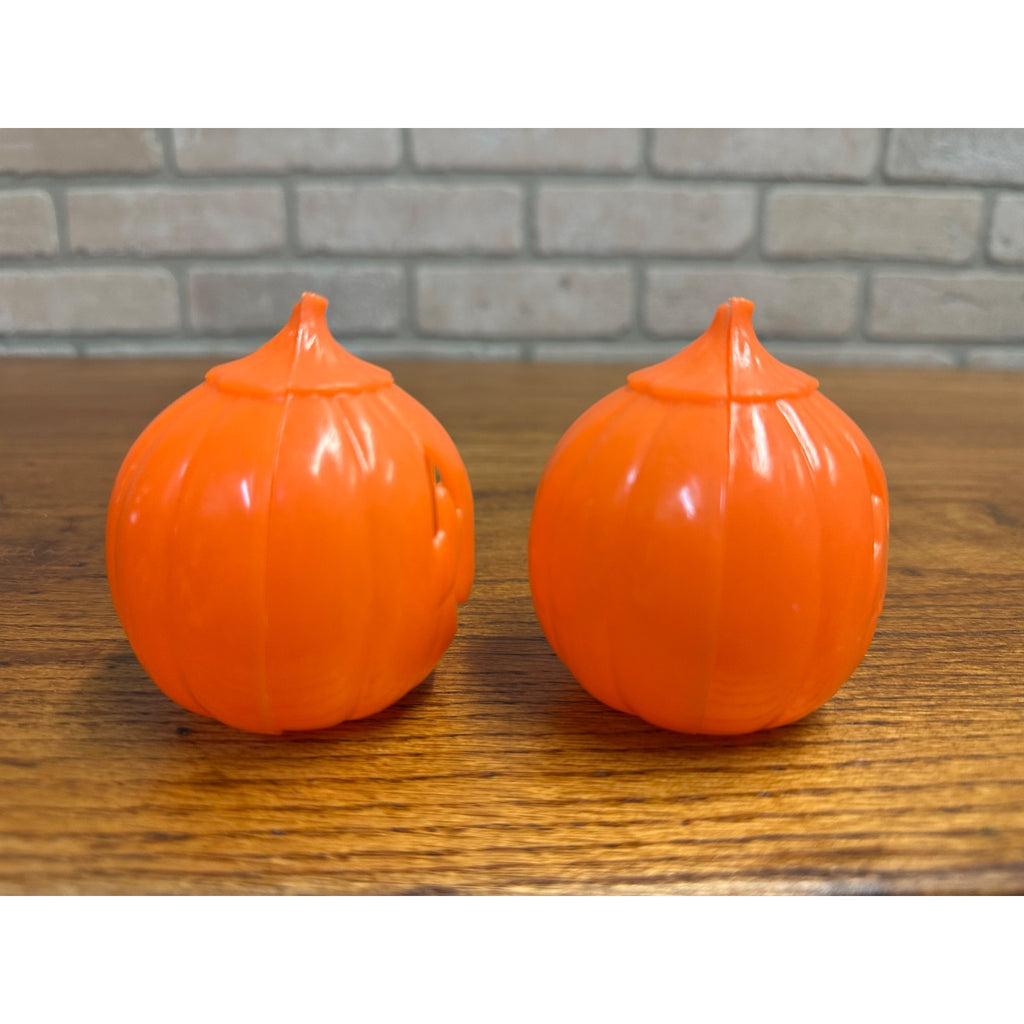 Vintage Halloween Jack O Lantern JOL 2-Piece Candy Containers Plastic 3" Tall