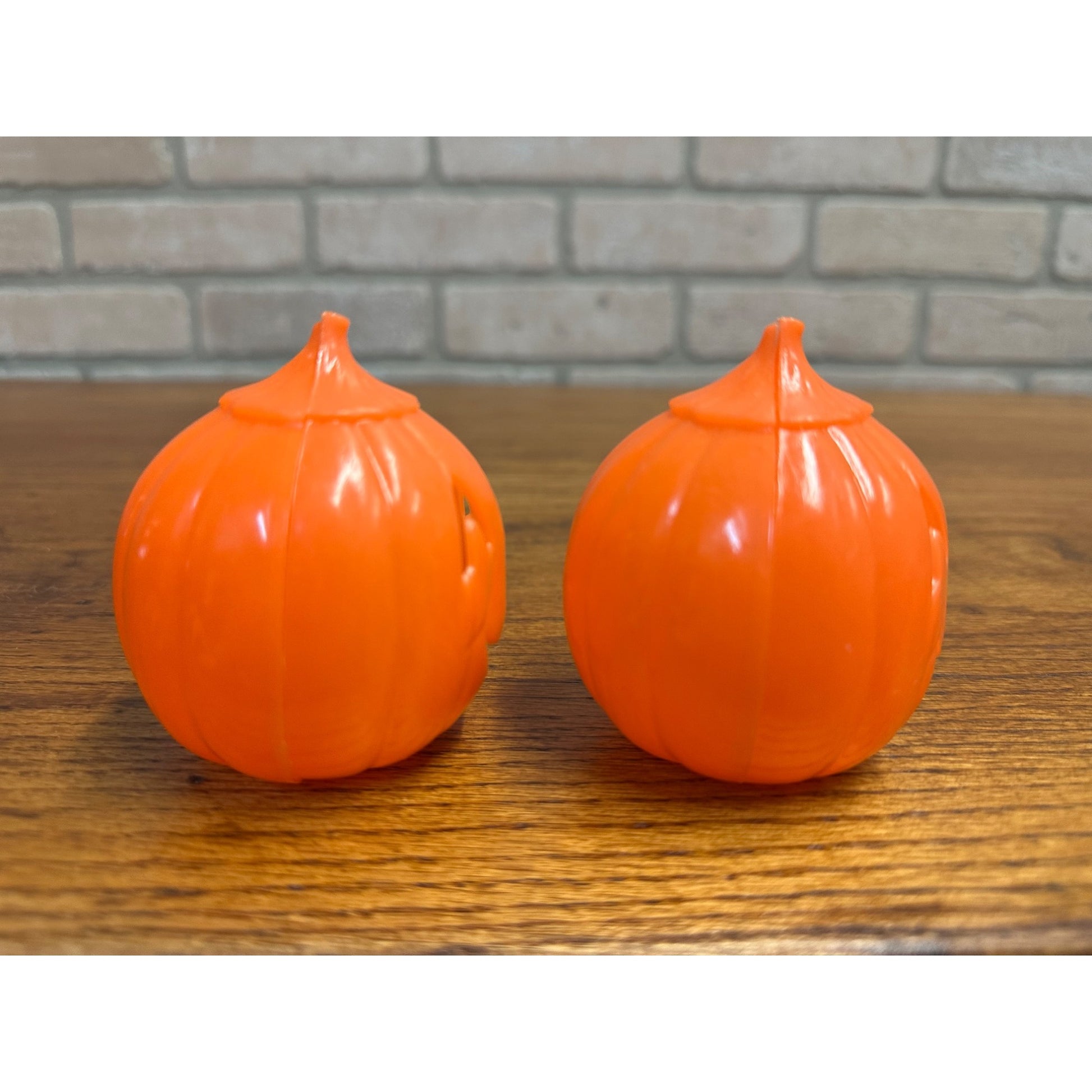 Vintage Halloween Jack O Lantern JOL 2-Piece Candy Containers Plastic 3" Tall