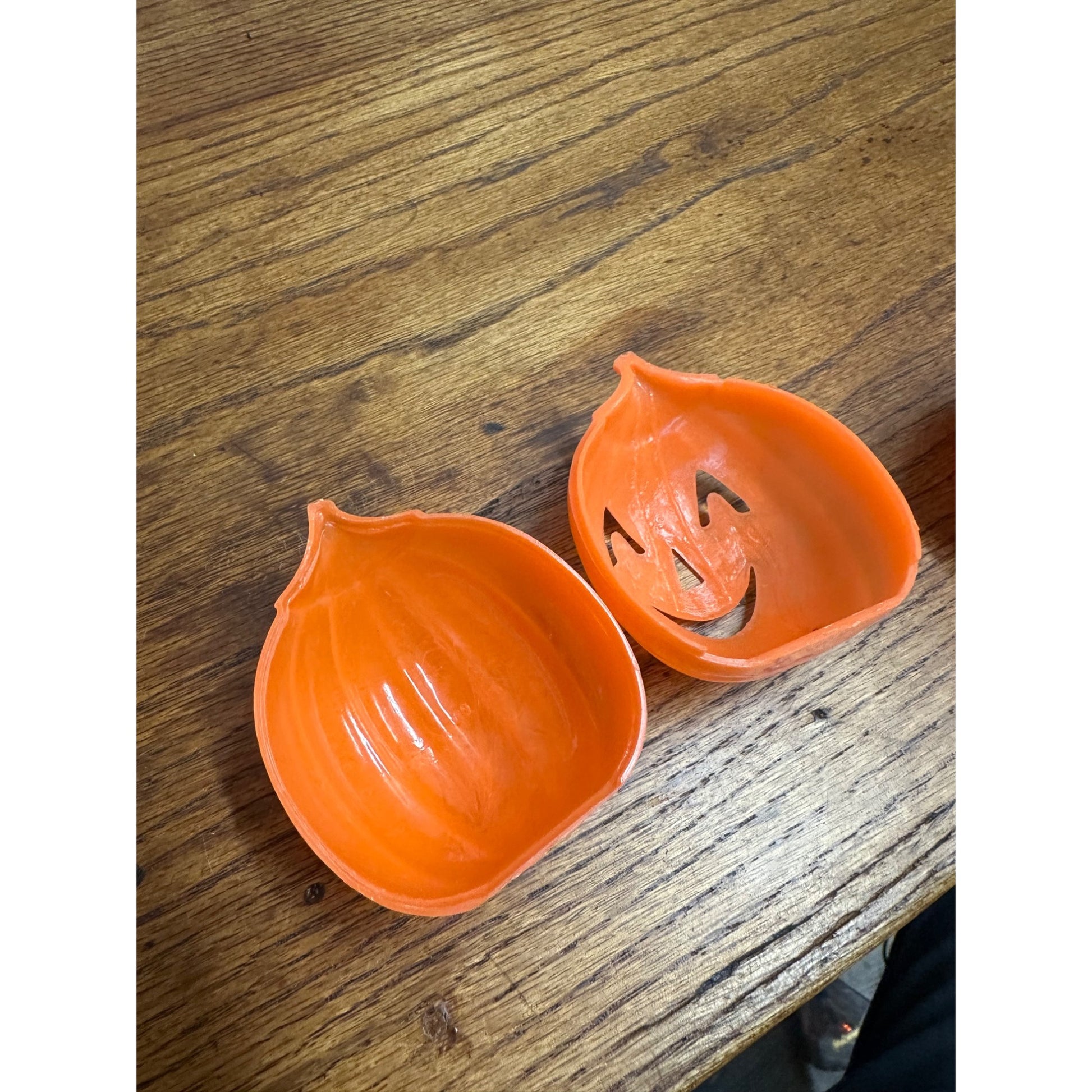 Vintage Halloween Jack O Lantern JOL 2-Piece Candy Containers Plastic 3" Tall