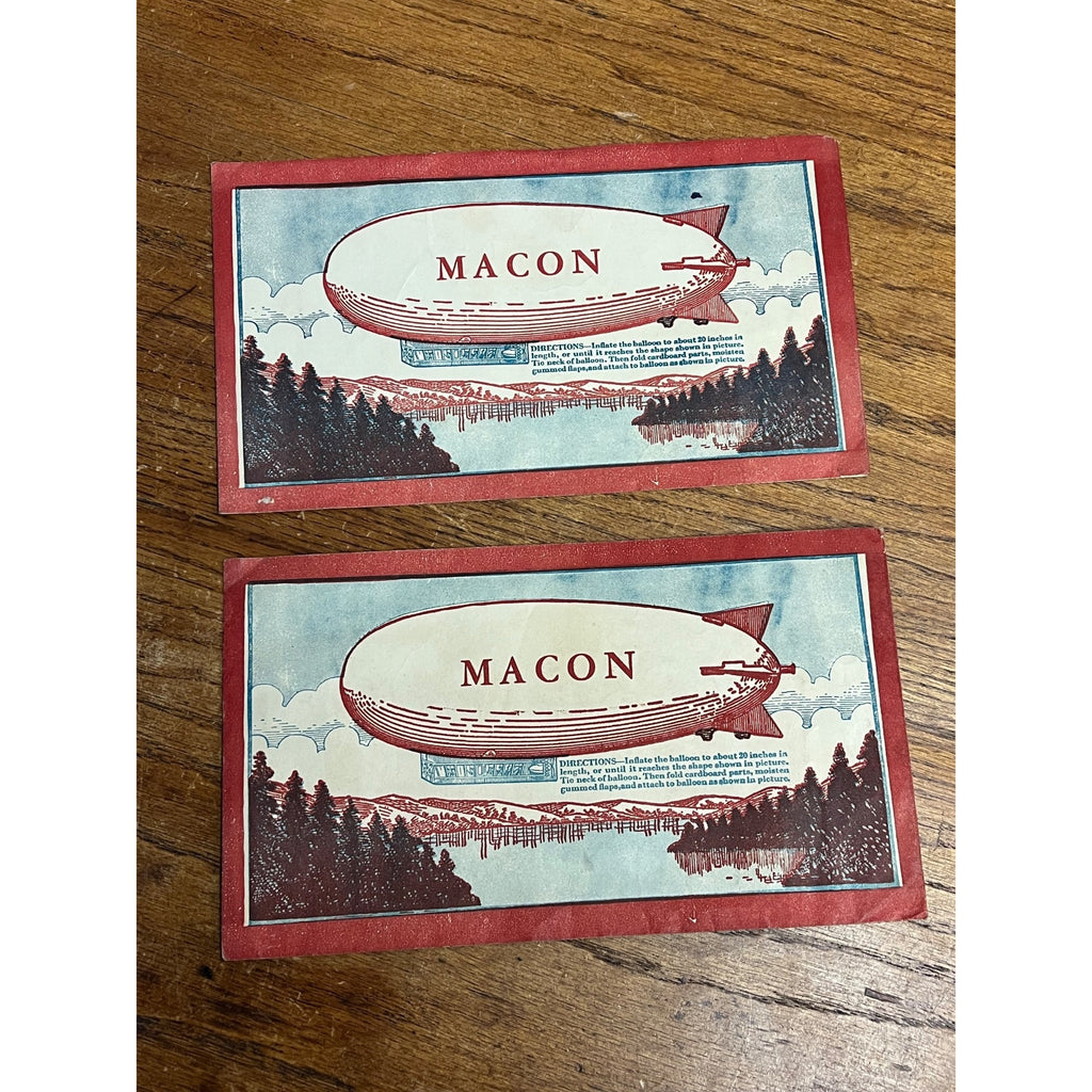 RARE Vintage c1930s Macon, Georgia Blimp Balloon Toy w/ Paper Envelopes