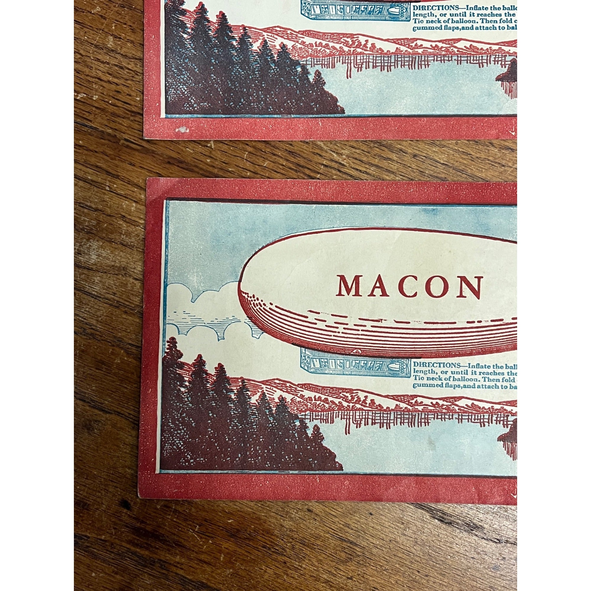RARE Vintage c1930s Macon, Georgia Blimp Balloon Toy w/ Paper Envelopes