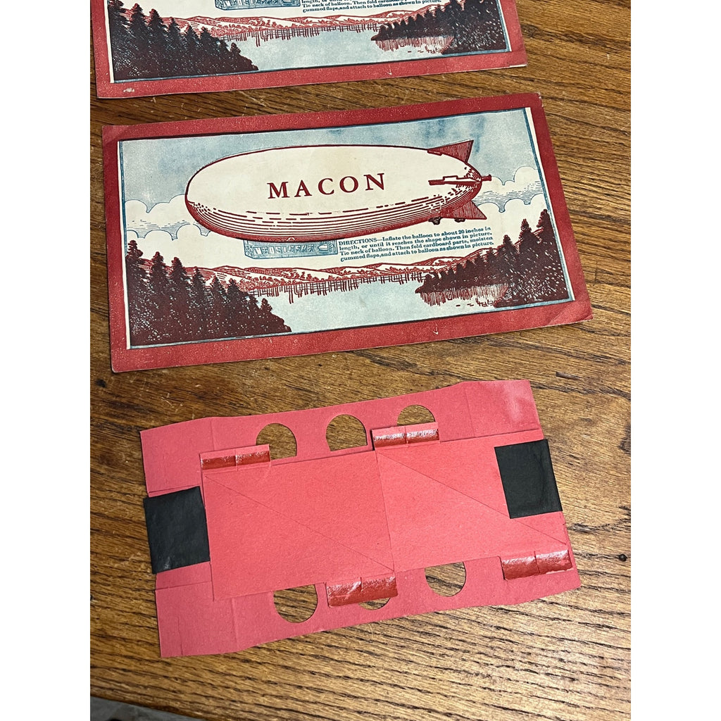 RARE Vintage c1930s Macon, Georgia Blimp Balloon Toy w/ Paper Envelopes