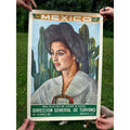 Original 1950s Mexico Oaxaca Yalaltecan Indian Poster Vintage Art 19" x 27"