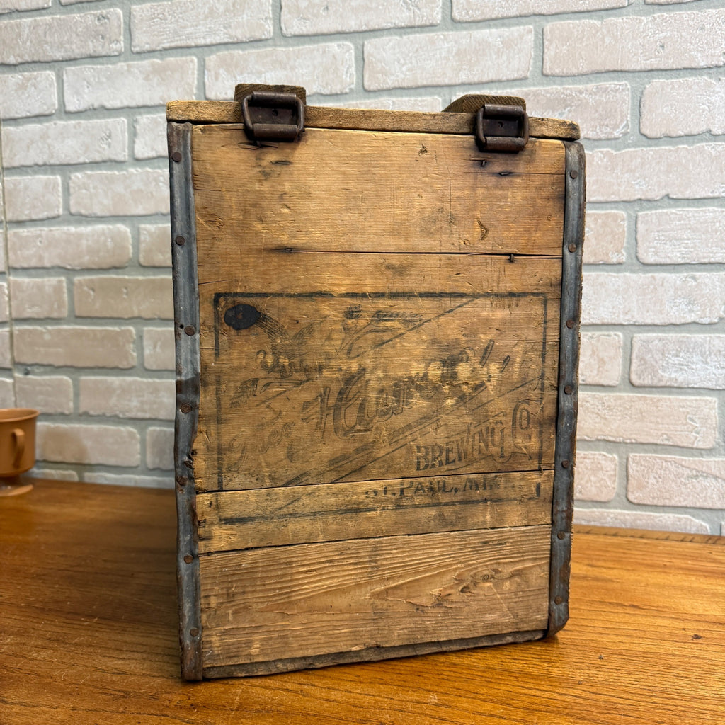 HAMM'S BEER PICNIC BOTTLE WOOD BOX CRATE THEO HAMM BREWING CO ST PAUL MINNESOTA