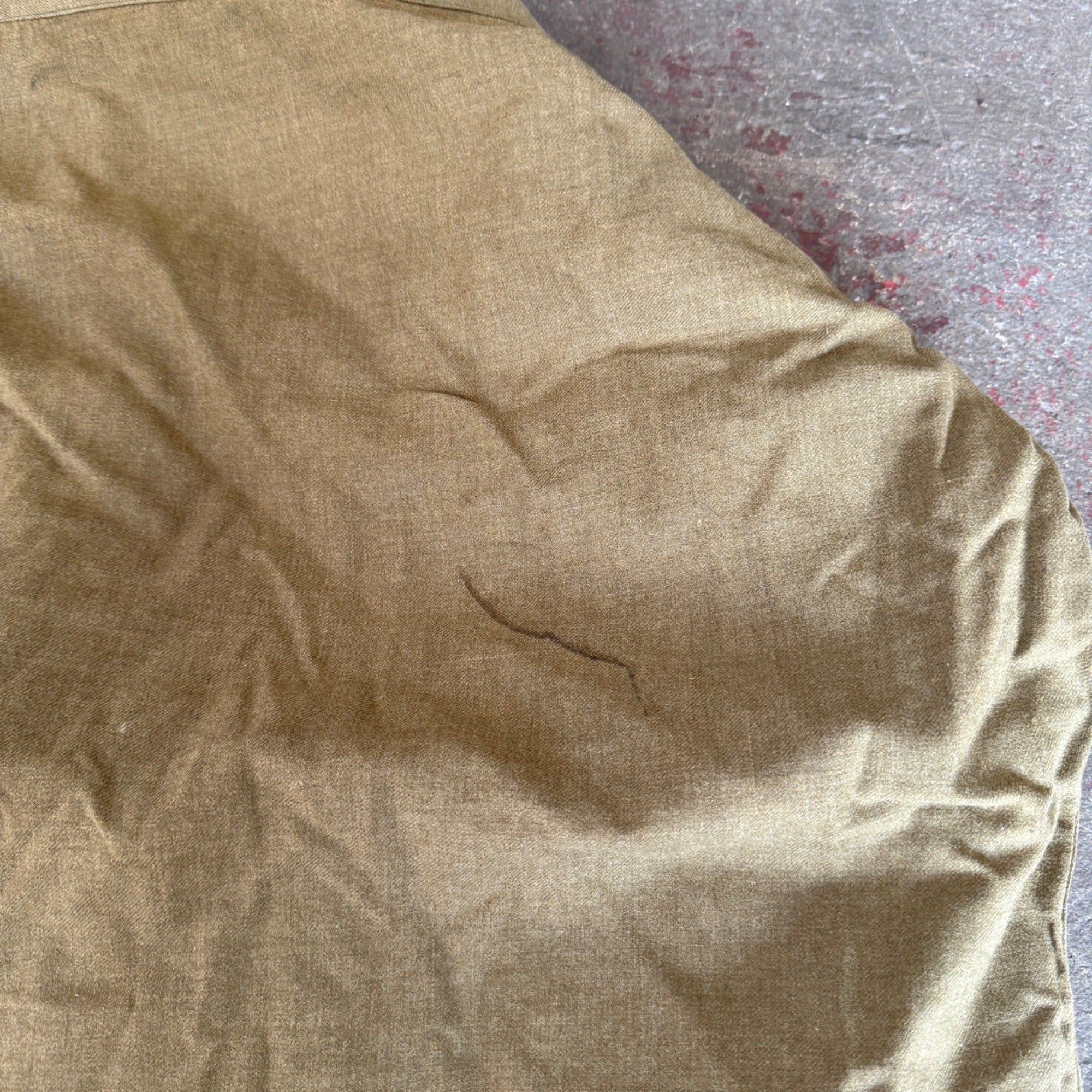 Vintage Military Olive Green Button-Up Shirt With Dual Front Pockets & High Collar
