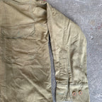 Vintage Military Olive Green Button-Up Shirt With Dual Front Pockets & High Collar
