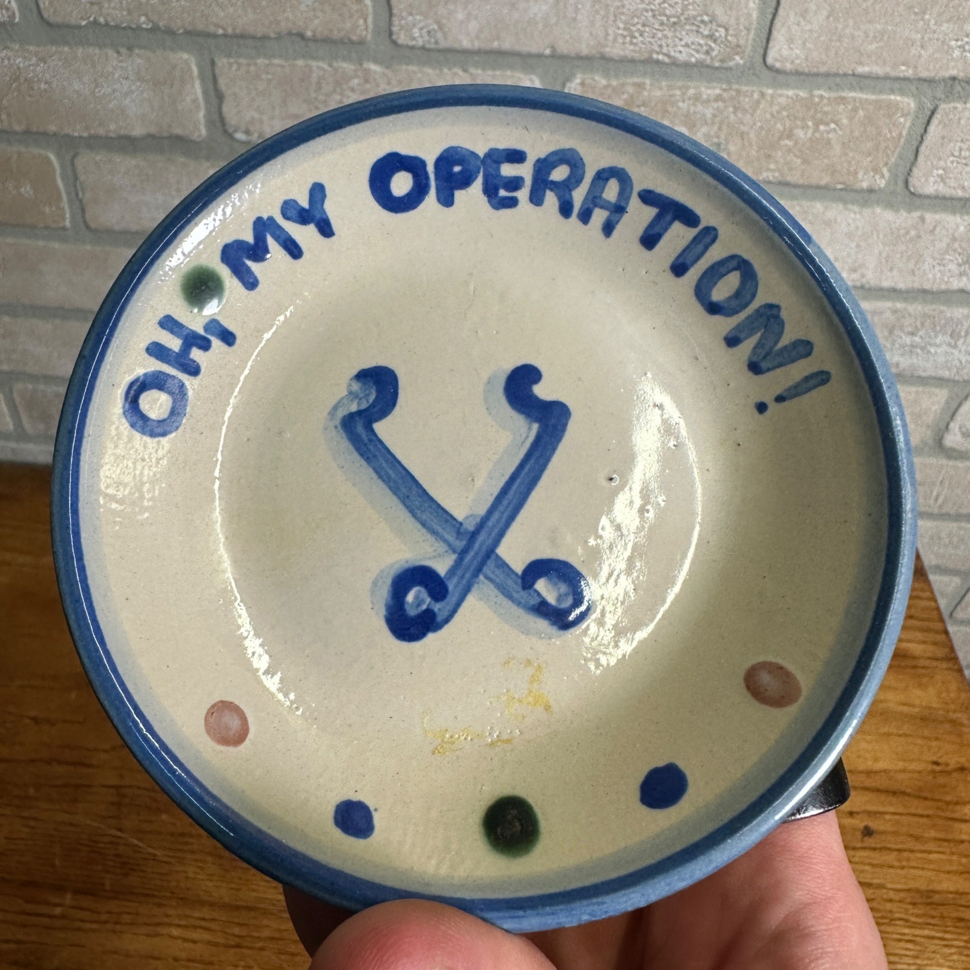 Vintage M.A. Hadley Art Pottery Butter Pat Dish 4-1/2" Operation