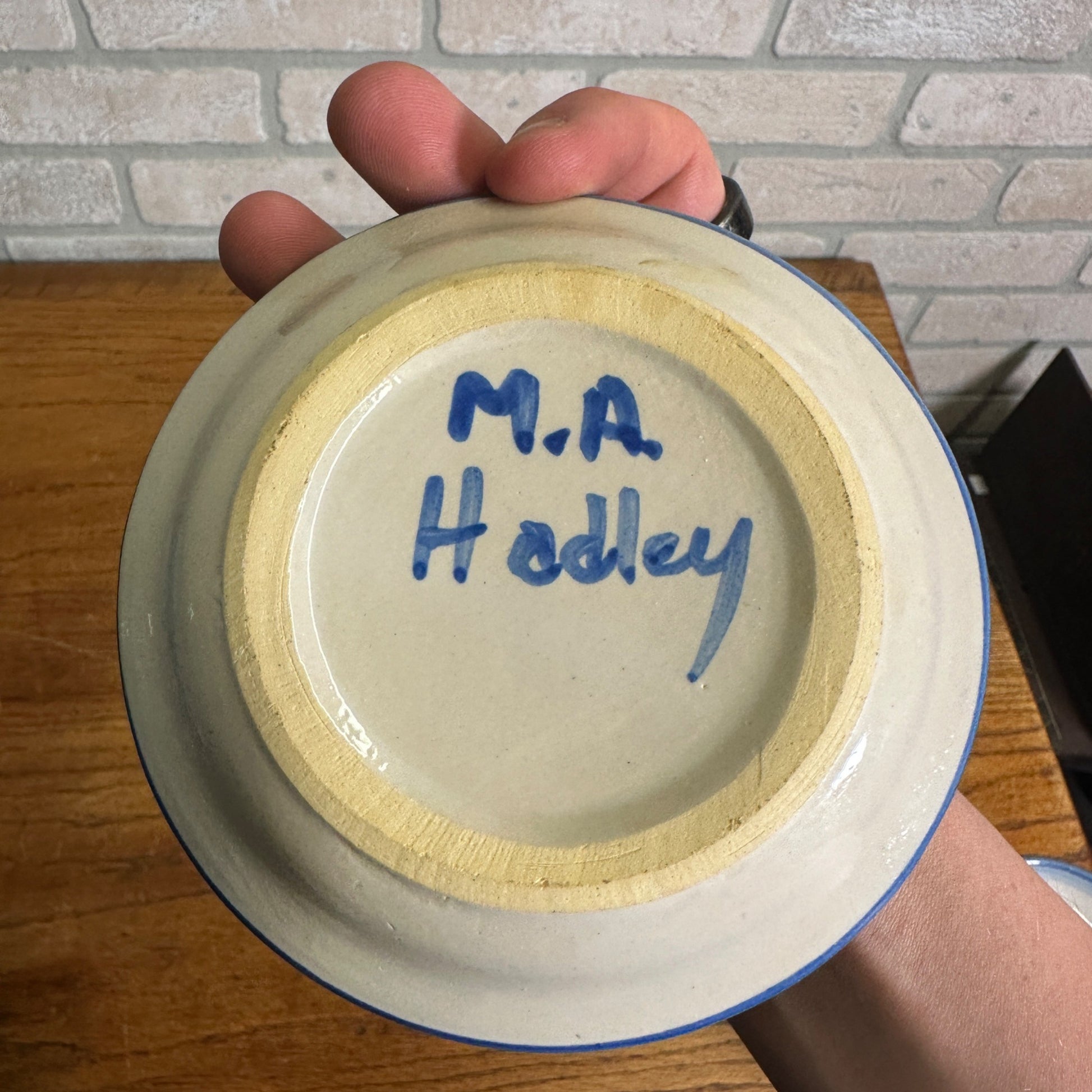 Vintage M.A. Hadley Art Pottery Butter Pat Dish 4-1/2" Operation