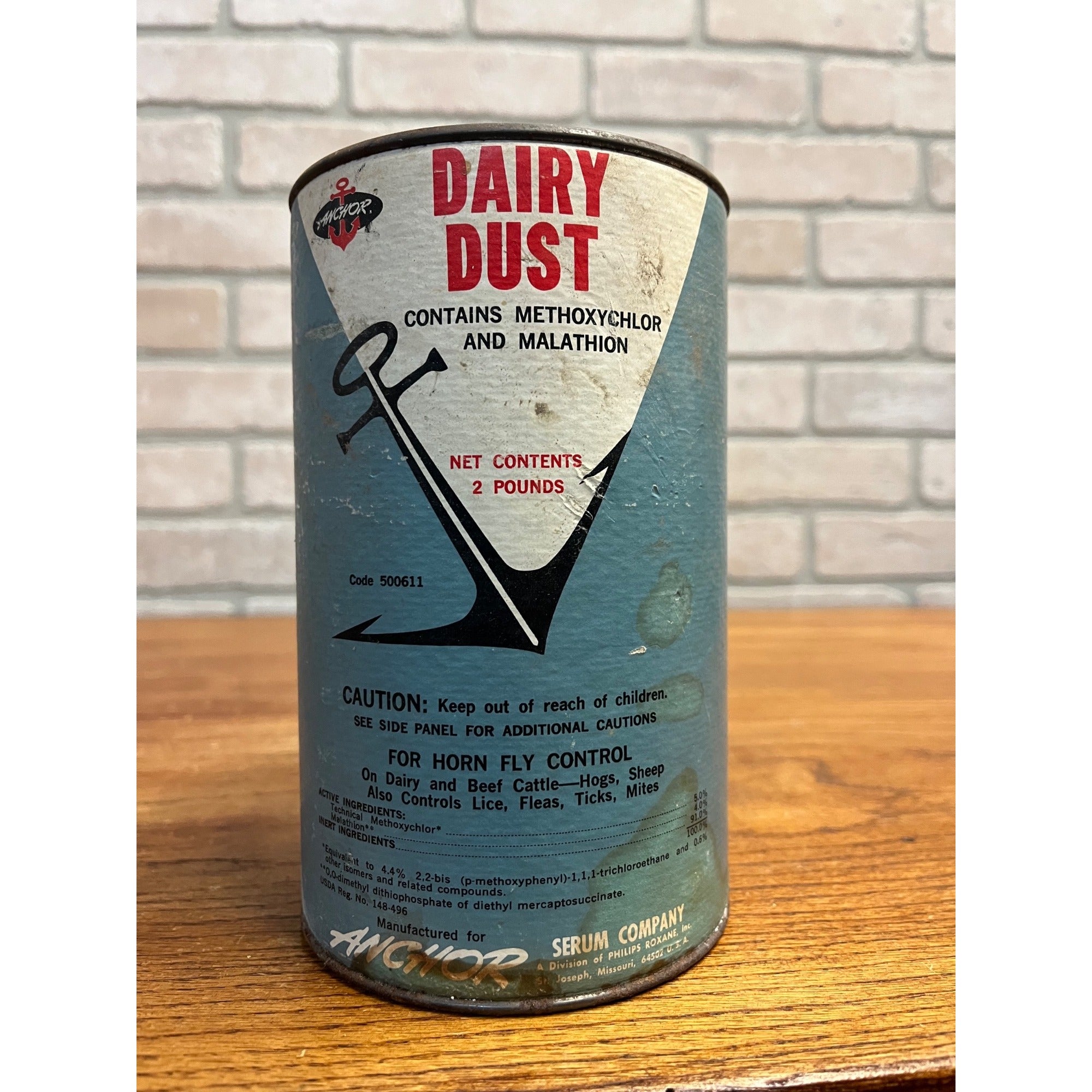 Vintage 1950s Anchor Brand Dairy Dust Horse Fly Powder Advertising Farm Missouri