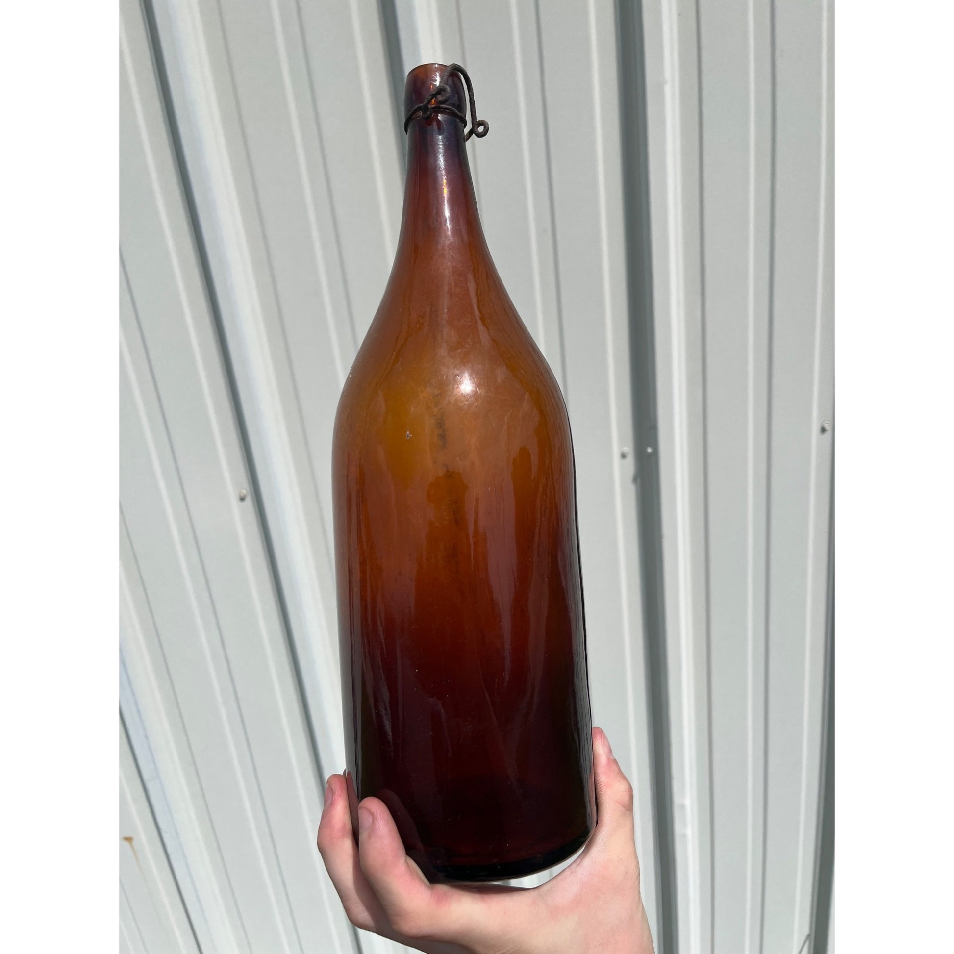 Pre-Pro Popel Giller Co. Warsaw Illinois Amber Half Gal. Picnic Beer Blob Bottle