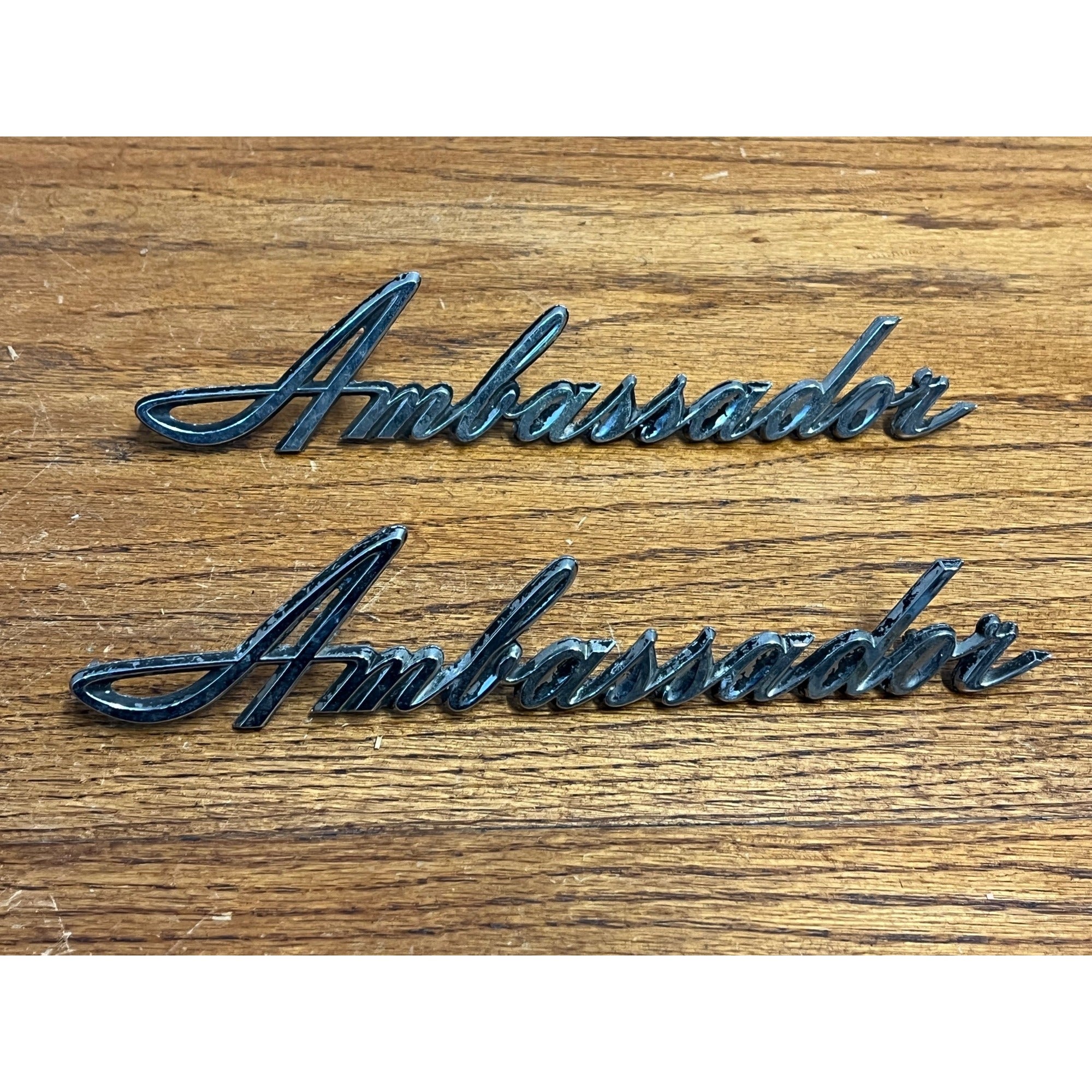 Vintage Nash AMC Ambassador Emblem Badges Script Lot (2) OEM Original Parts
