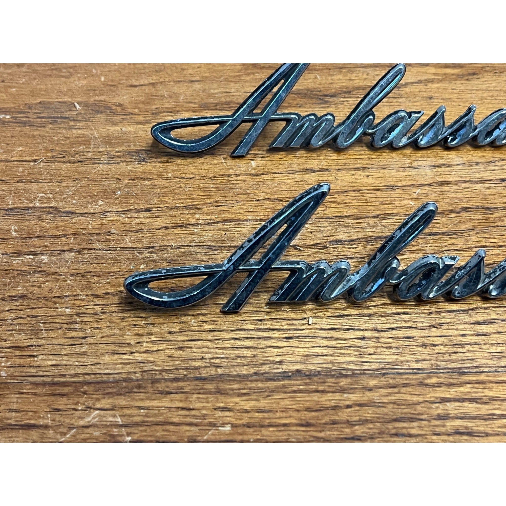 Vintage Nash AMC Ambassador Emblem Badges Script Lot (2) OEM Original Parts