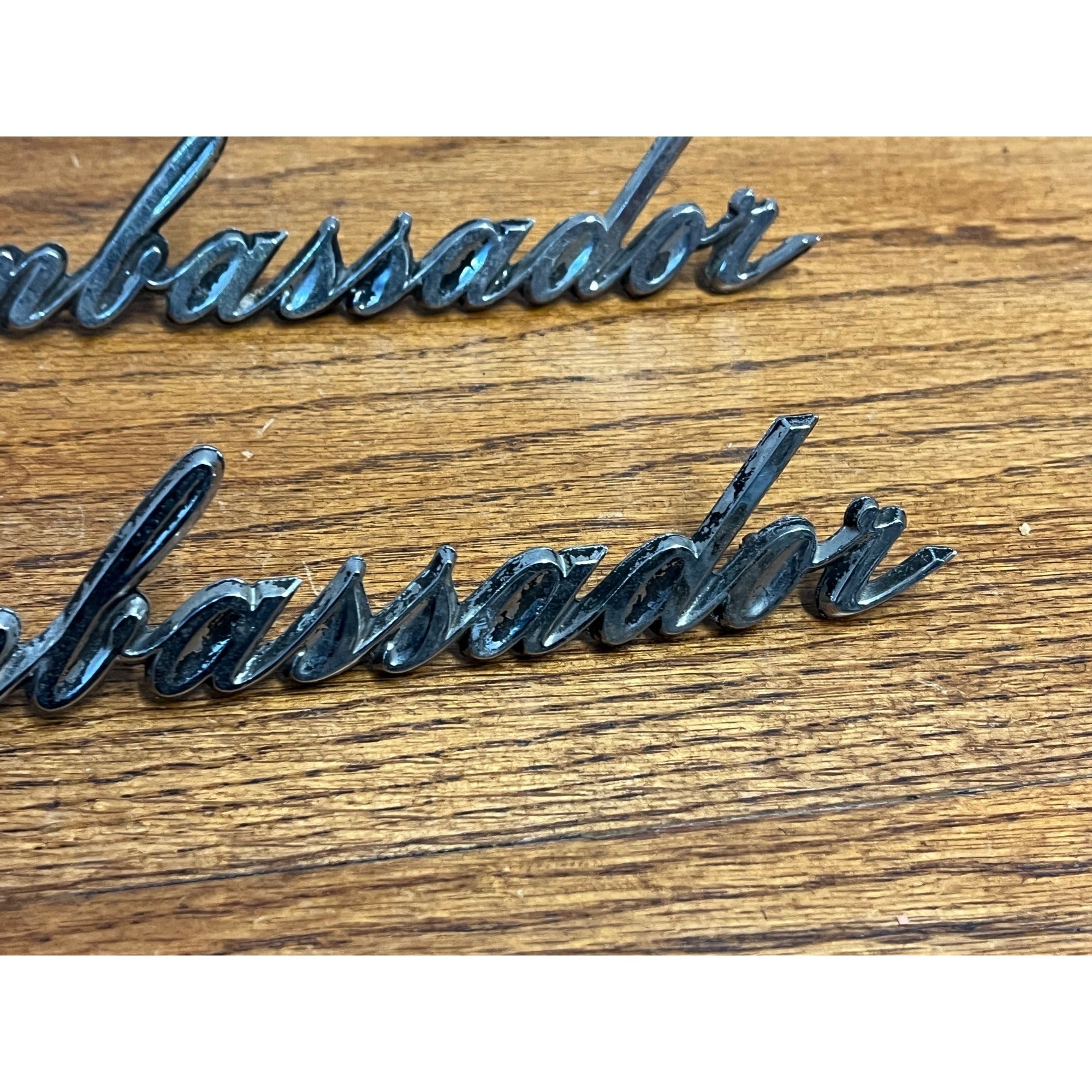 Vintage Nash AMC Ambassador Emblem Badges Script Lot (2) OEM Original Parts