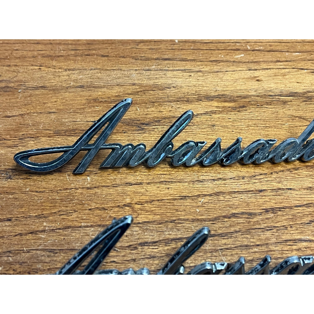 Vintage Nash AMC Ambassador Emblem Badges Script Lot (2) OEM Original Parts