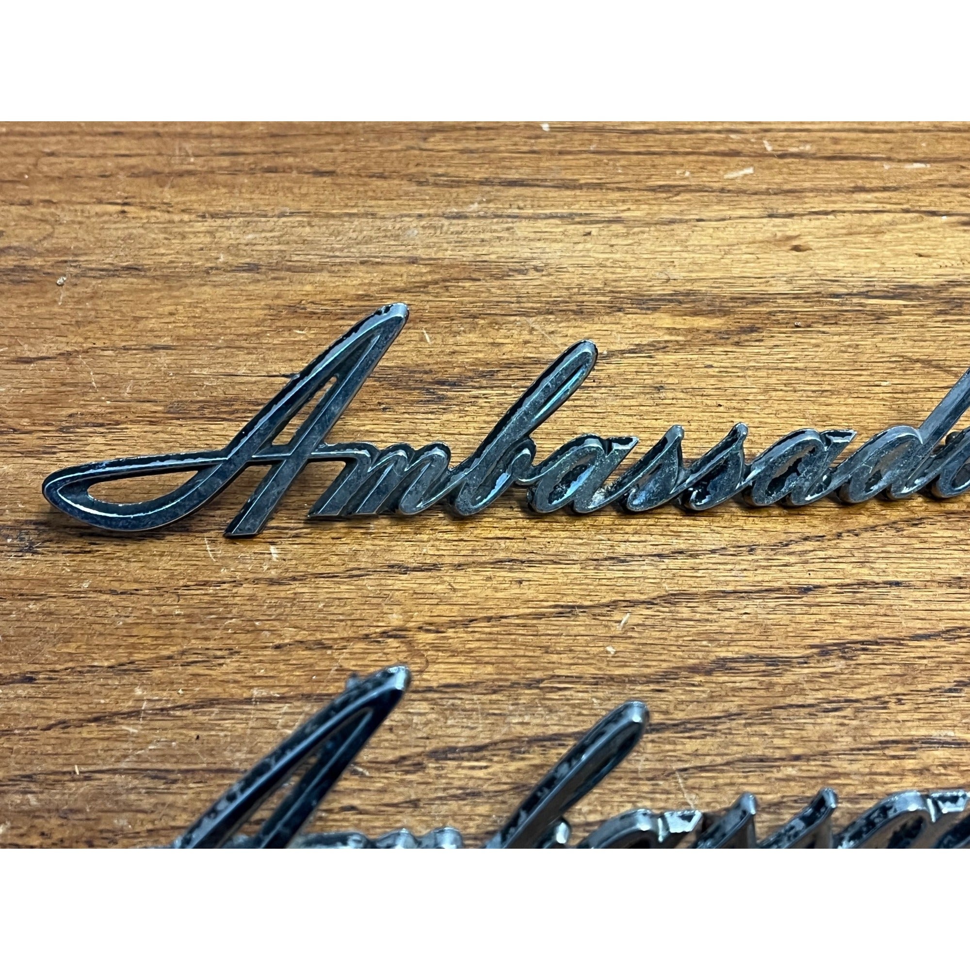 Vintage Nash AMC Ambassador Emblem Badges Script Lot (2) OEM Original Parts