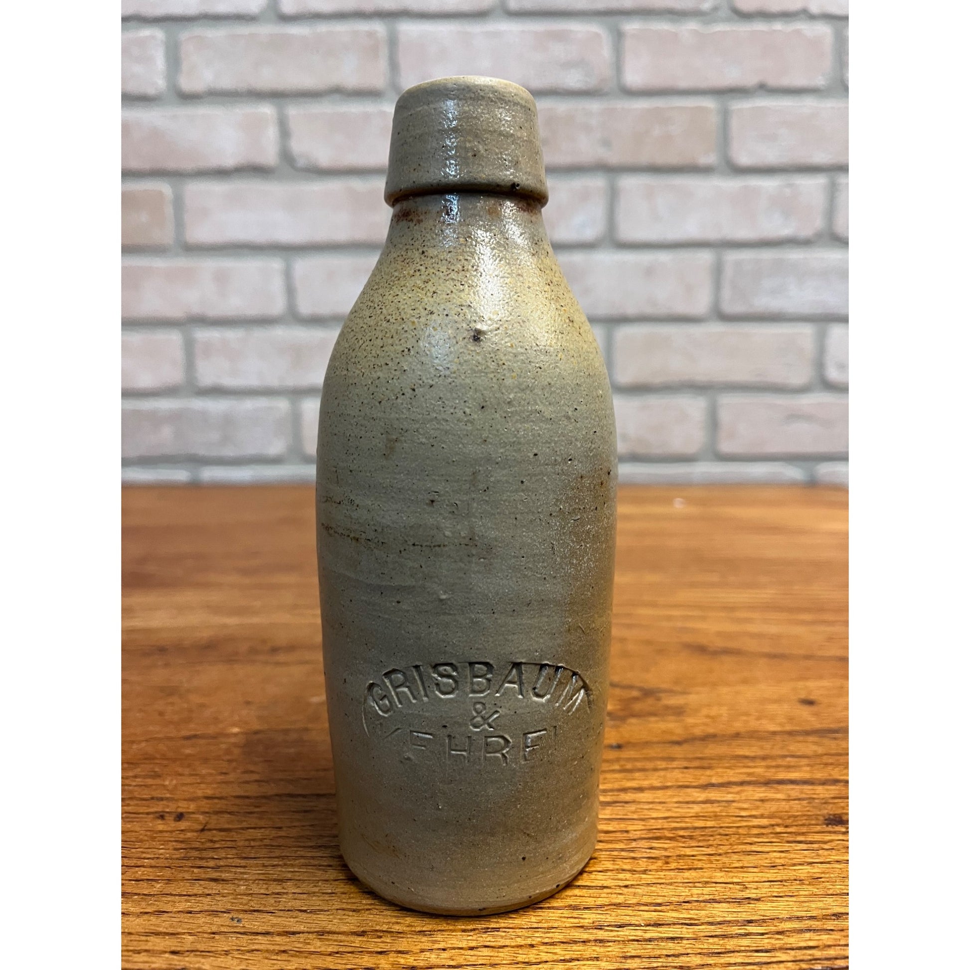 Antique 1800s GRISBAUM & KEHREIN Milwaukee Wis. Clay Stoneware Beer Bottle