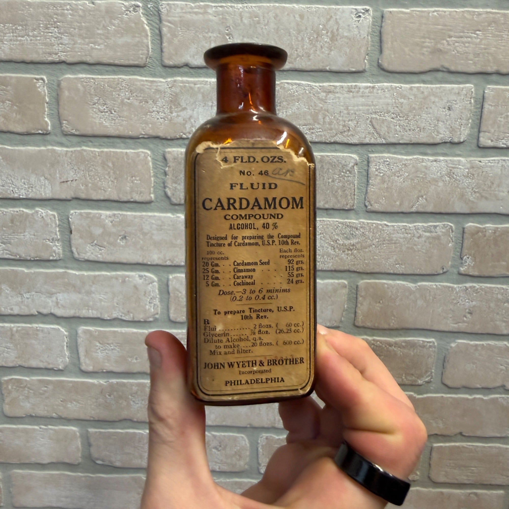 Vintage Brown Medicine Bottle Cardamon Apothecary John Wyeth
