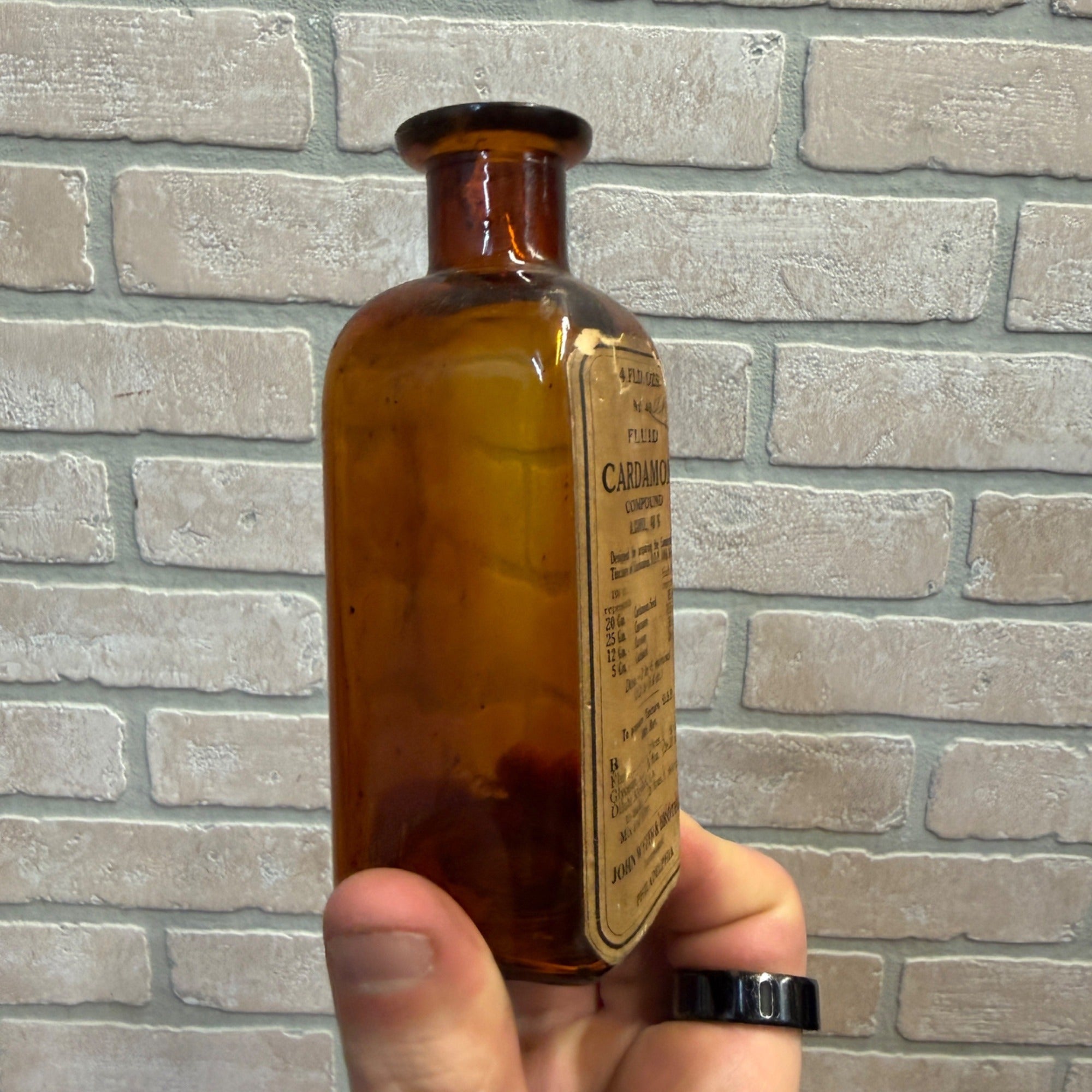 Vintage Brown Medicine Bottle Cardamon Apothecary John Wyeth